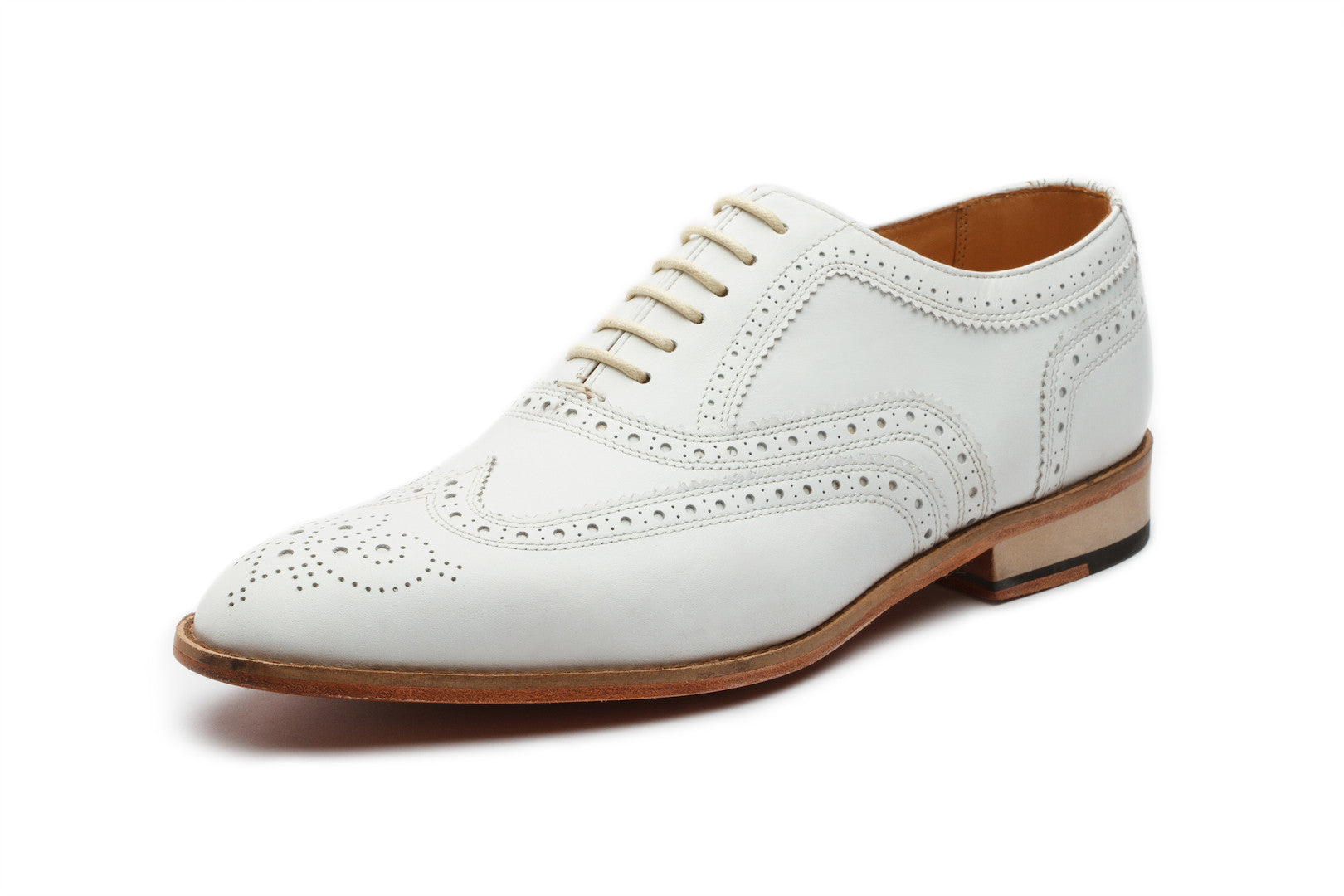 Classic Wingtip Oxford Shoes for Men - White Leather Dress Shoes for Business & Formal Occasions - Perfect for Weddings, Office & Special Events