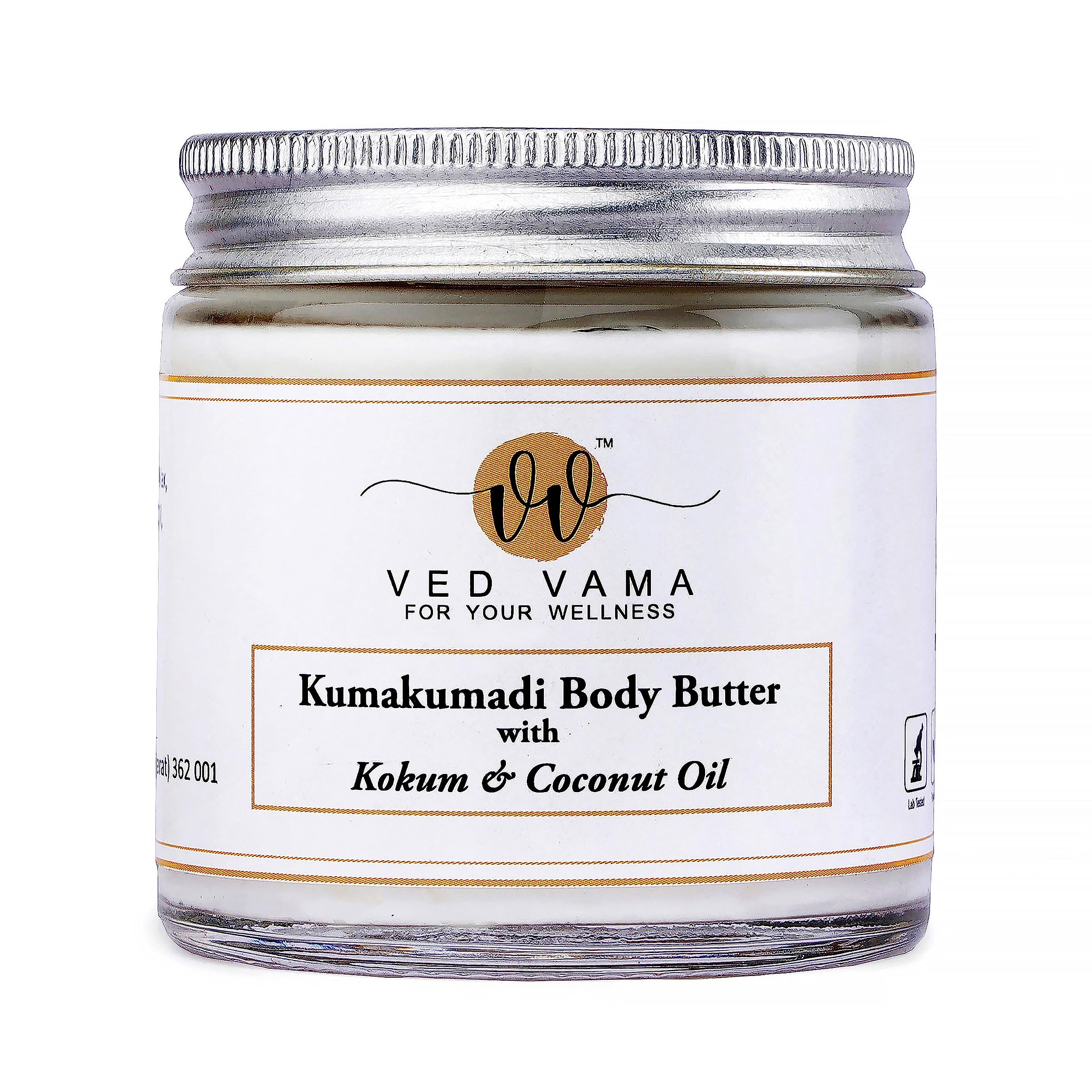 Vedvama Kumkumadi Body Butter for Dry Skin - 100ml with Kokum & Coconut Oil | Deep Moisturizing & Nourishing | Perfect for Daily Skincare & Nighttime Routine