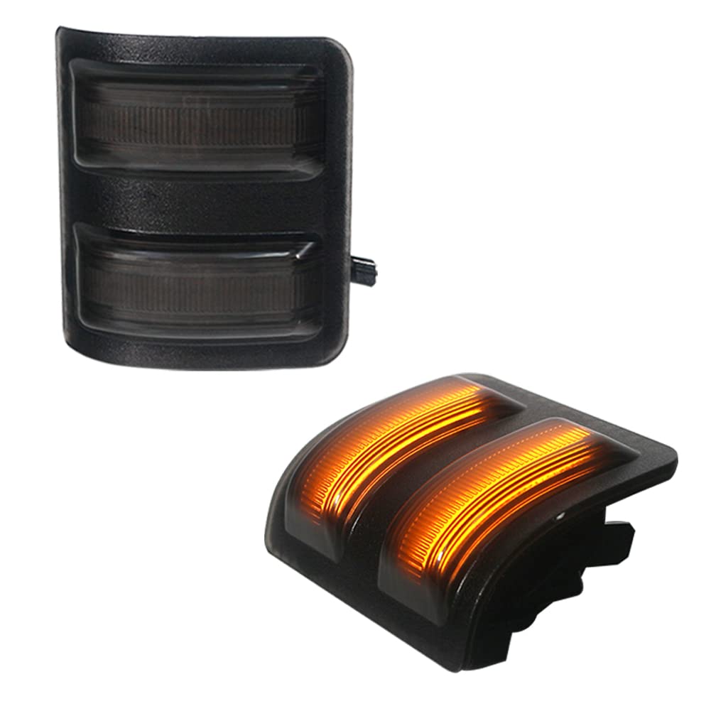 2008-2016 Ford F250 F350 F450 Super Duty LED Mirror Marker Light - Amber Turn Signal with Smoked Lens | Durable Replacement for Side Mirror Lights | Perfect for Off-Roading, Night Driving & Enhanced Visibility