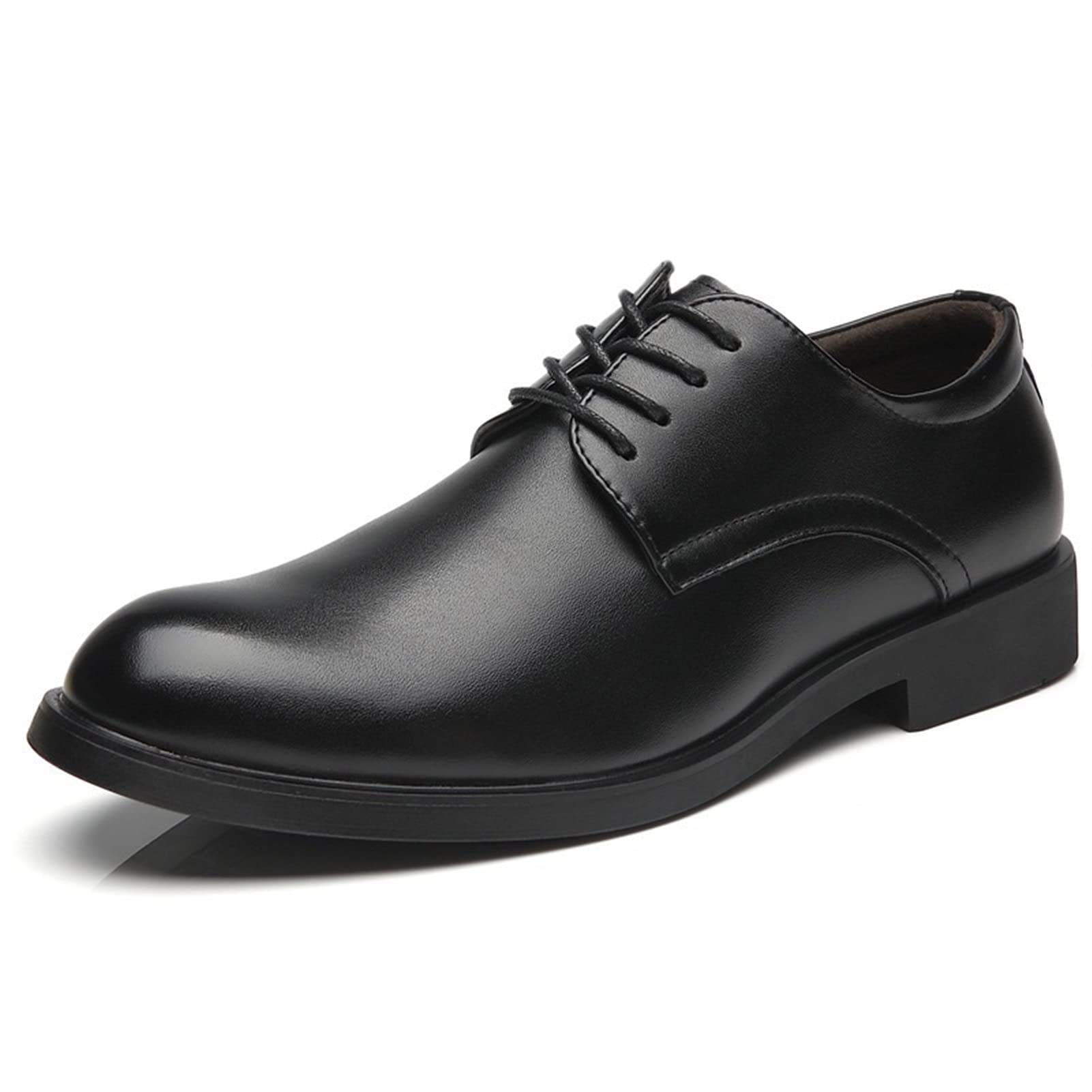 **ANGELIA Men's Vegan Leather Dress Shoes - Lace Up Derby Formal Shoes for Wedding & Business, Non-Slip Round Toe Oxfords (Black, Size 7.5) | Perfect for Office, Parties & Special Occasions**