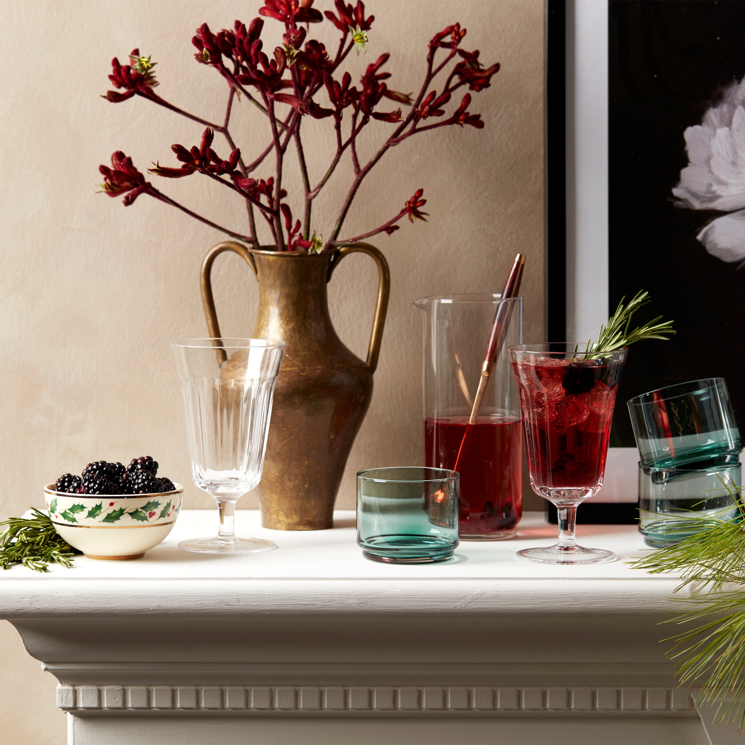 Tuscany Classics Elegant Glass Carafe with Handle - 34oz Pitcher for Water, Juice & Wine - Perfect for Dining, Entertaining & Home Decor