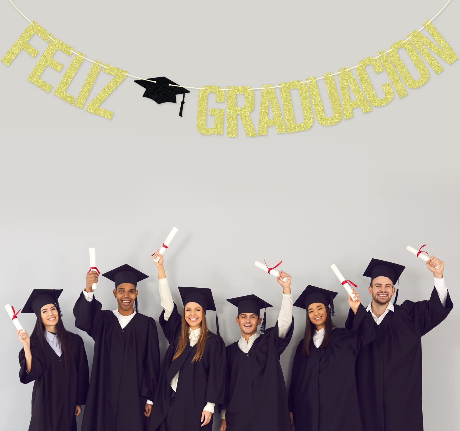 2025 Graduation Banner - Feliz Graduacion Spanish Gold Glitter Party Decorations for Class of 2025 | Perfect for Graduation Parties, School Events & Celebration Decor