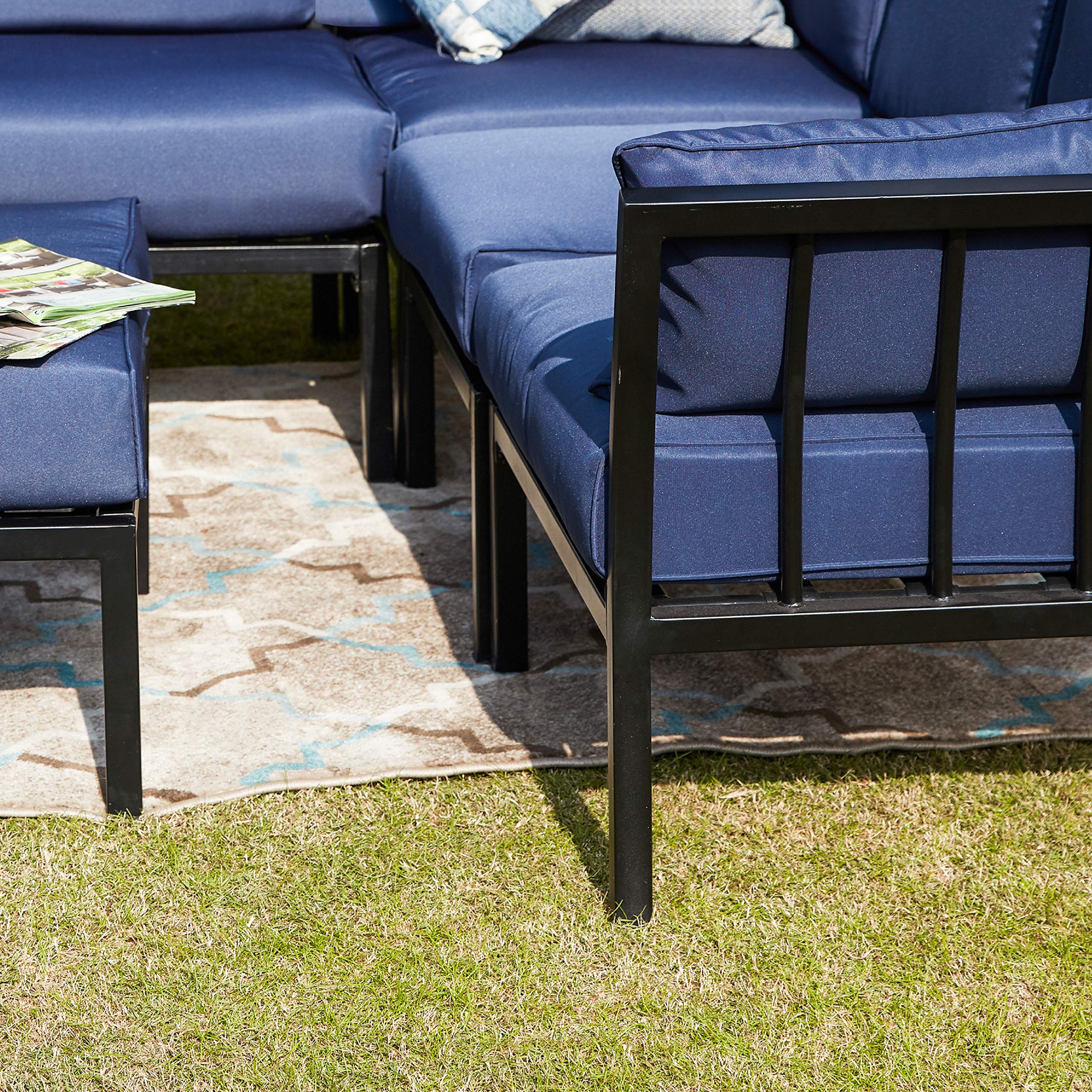 PatioFestival 6-Piece Outdoor Metal Conversation Set - All-Weather Patio Sectional Sofa with Cushions for Garden, Lawn, Poolside - Perfect for Backyard Relaxation, Entertaining Guests & Outdoor Dining