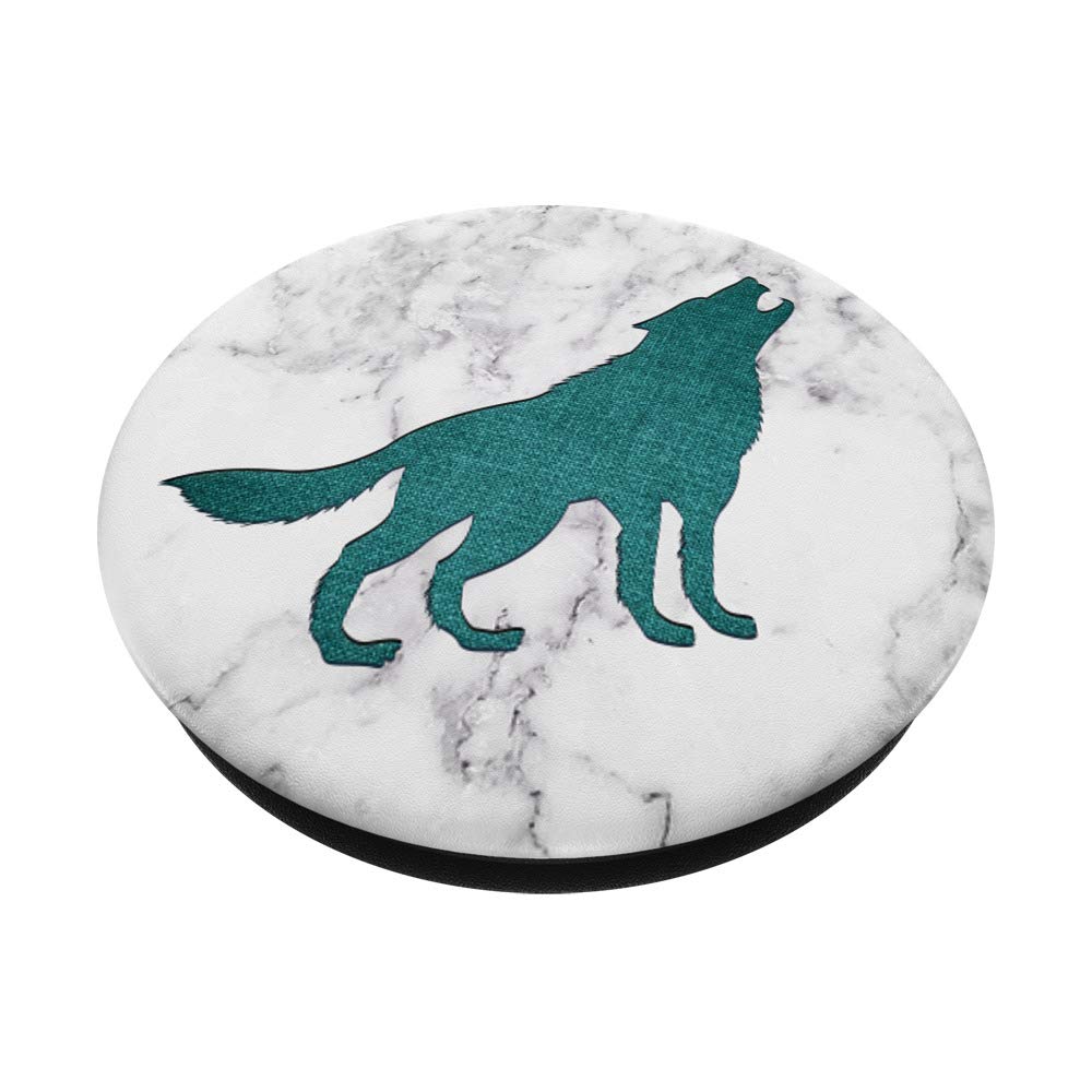 Teal Wolf Marble PopSockets Swappable PopGrip - Unique Wolf Lover Gift for Phone, Tablet & Laptop - Perfect for Work, Travel & Everyday Use