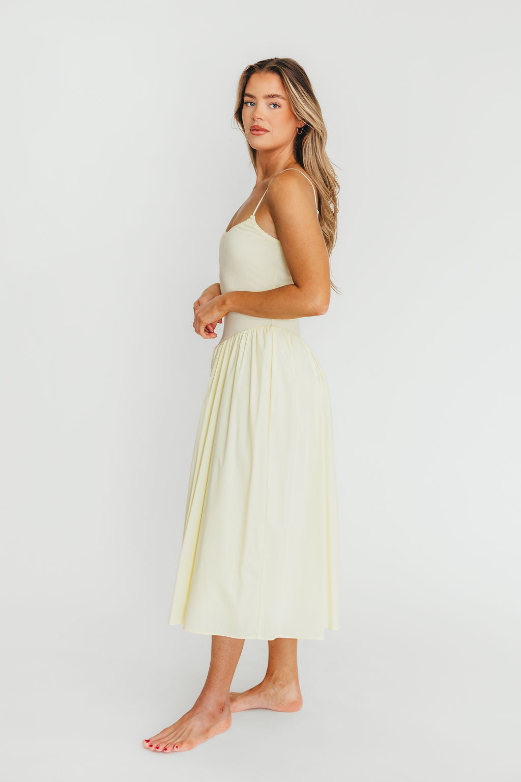 Lucy Midi Dress in Yellow - Flowy Summer Dress for Women | Perfect for Beach Vacations, Date Nights & Outdoor Parties