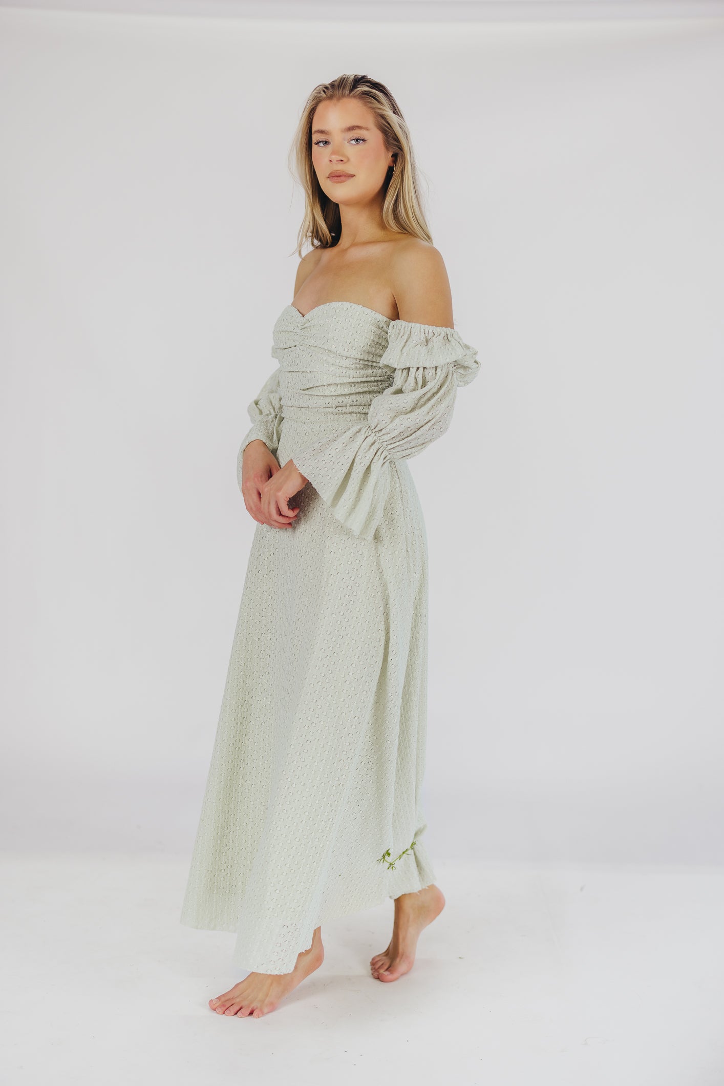 Corrine Tiered Sleeve Maxi Dress with Pockets - Bump Friendly Maternity Dress in Mint Green, Inclusive Sizing (S-3XL) | Perfect for Pregnancy, Beach Vacations & Summer Weddings