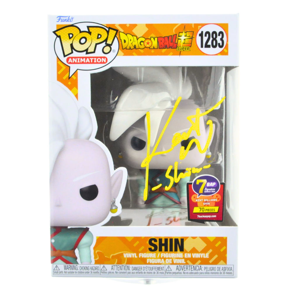 Kent Williams Signed Shin Pop Vinyl Figure - Dragon Ball Super Collectible - Limited Edition 1283/70 - Perfect for Anime Fans & Collectors - Display for Home, Office, or Gaming Room Decor