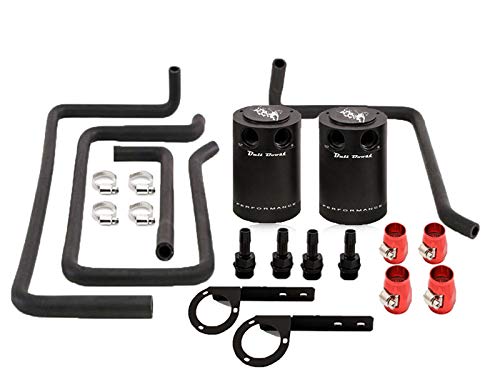 Bull Boost Performance Baffled Oil Catch Can Kit - Compatible with G37, Q40, Q60 VQ37VHR RevUp Engines (Black) | Reduce Oil Consumption & Improve Engine Performance for Racing & Daily Driving