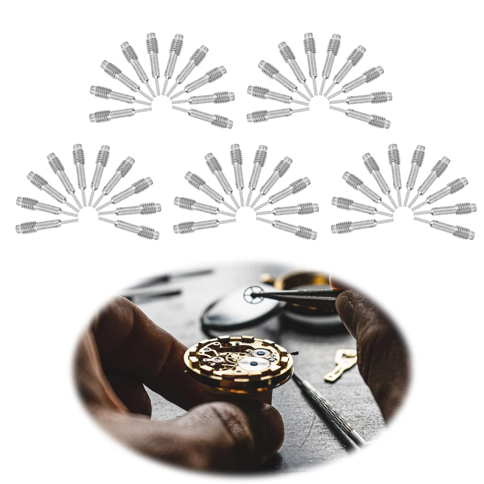 50 Pcs Watch Repair Tool Kit - Replacement Watch Band Link Remover Pins & Spare Tips - Professional Watch Repair Accessories for Watchmakers & DIY Enthusiasts - Perfect for Watch Band Adjustment, Battery Replacement & Maintenance