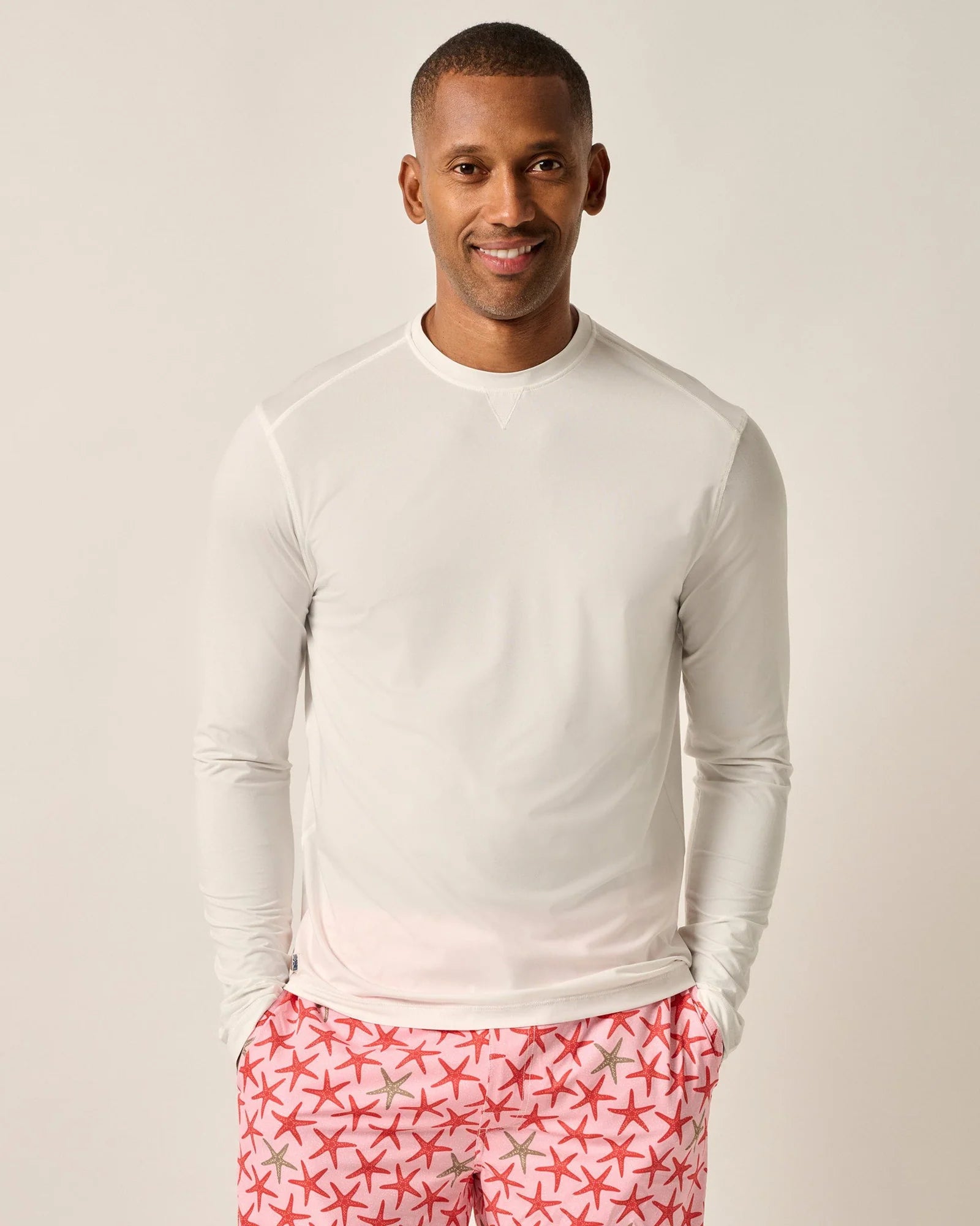 Johnnie O Basin Prep Performance Long Sleeve T-Shirt for Men - Comfortable White Cotton Shirt for Golf, Tennis & Casual Wear