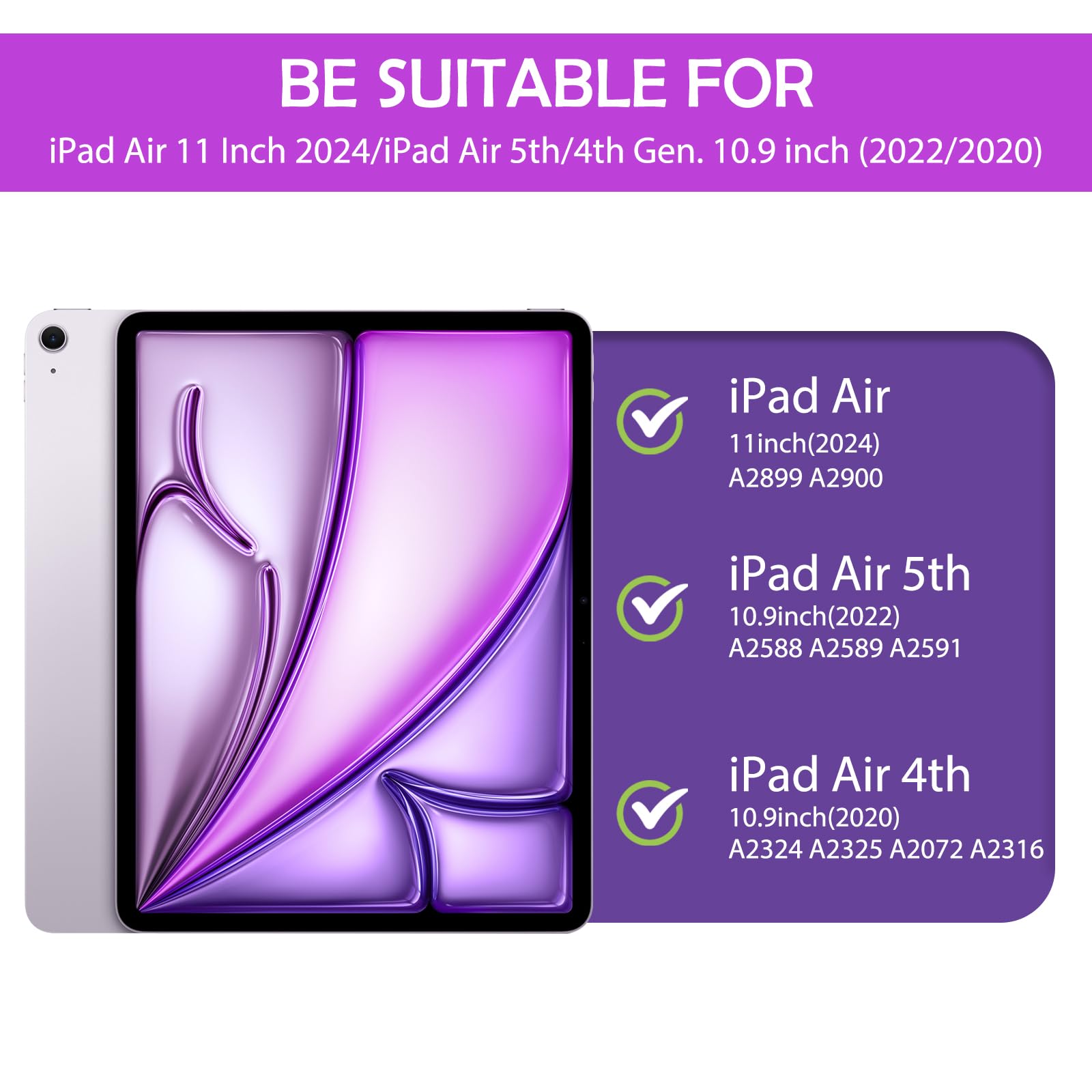 Premium iPad Air Case 11 Inch (M3 2025/M2 2024) & 10.9 Inch (5th/4th Gen 2022/2020) - Shockproof TPU Back Cover with Pencil Holder & Auto Sleep/Wake - Stylish Black Leopard Print - Perfect for Work, School & Travel