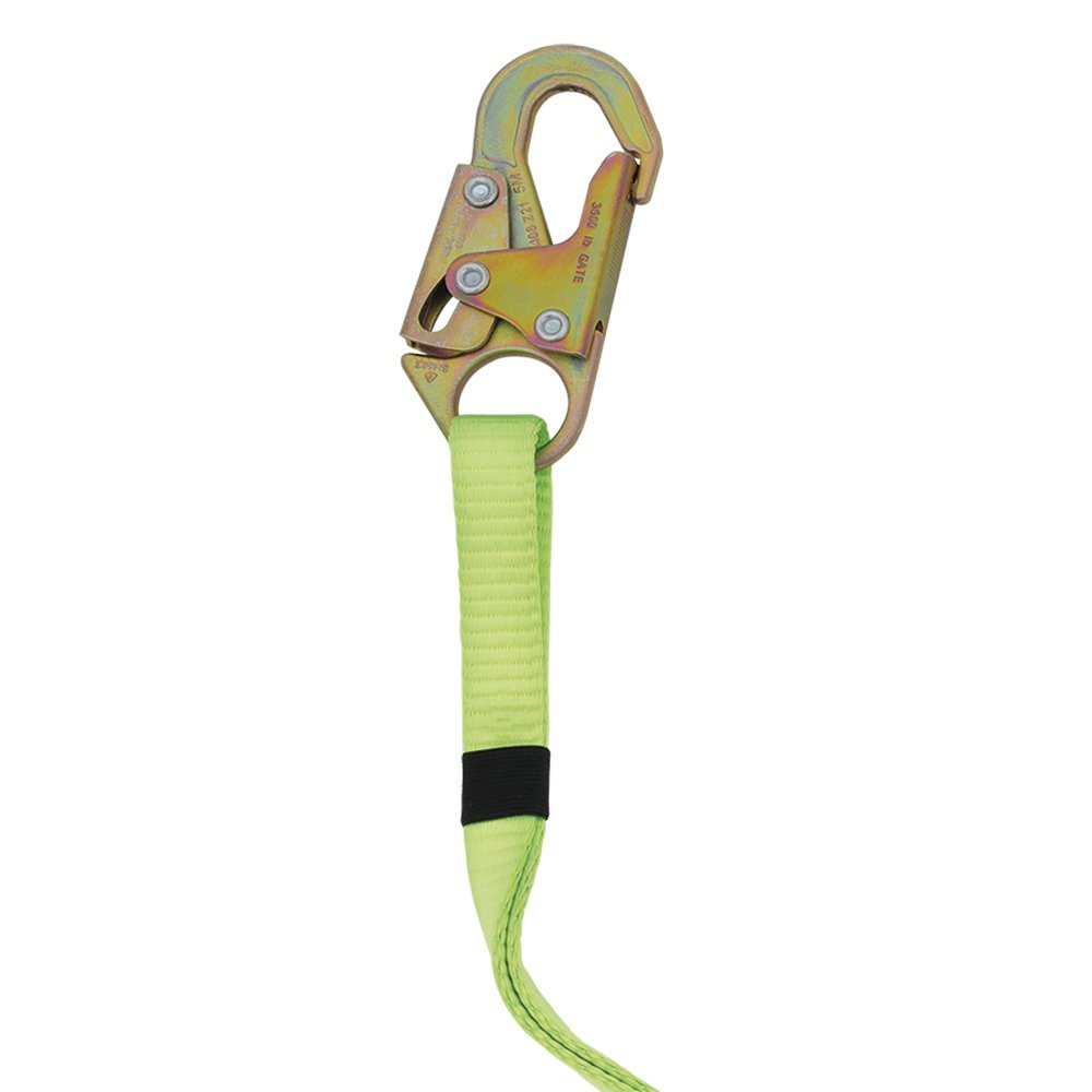 PeakWorks V8104606A Shock Absorbing Safety Lanyard - 6 Foot Fall Protection with Snap Hooks - 110-220 lb Capacity - Single Leg Design for Construction, Roofing & Industrial Work Safety