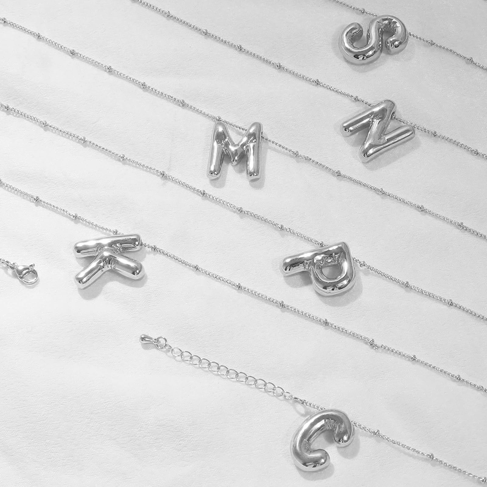 YANCHUN Gold Plated Bubble Letter Necklace for Women - Personalized Initial Charm Necklace, Christmas Gift for Her, Alphabet Stocking Stuffer - Perfect for Holiday Parties & Gifting