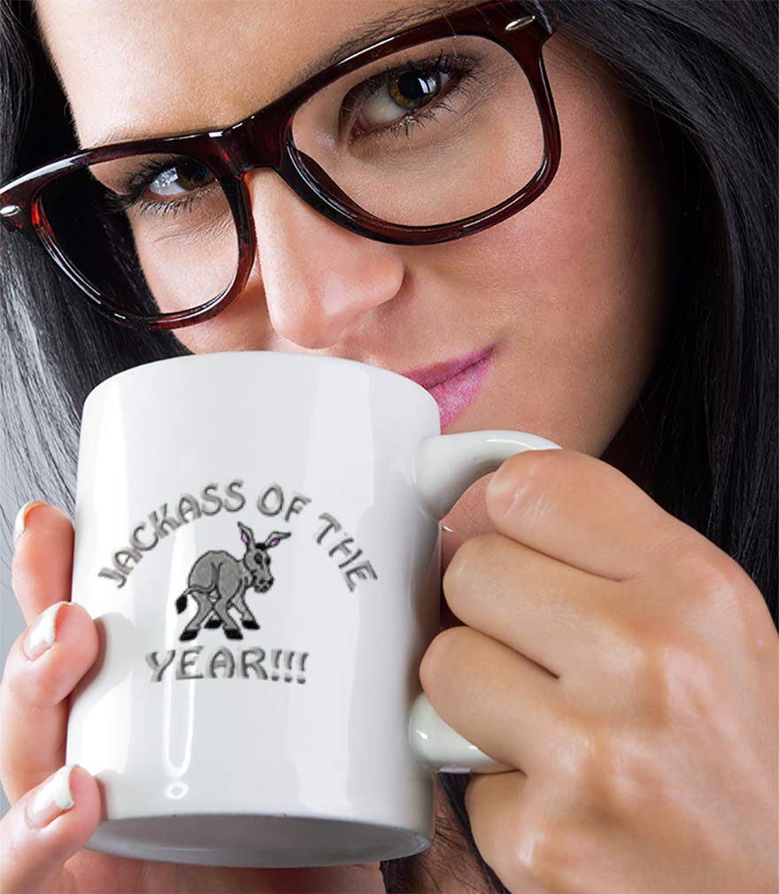 Funny Ceramic Coffee Mug - Jackass of The Year White Tea Cup 11oz | Perfect Gift for Office, Home & Coworkers | Dishwasher Safe