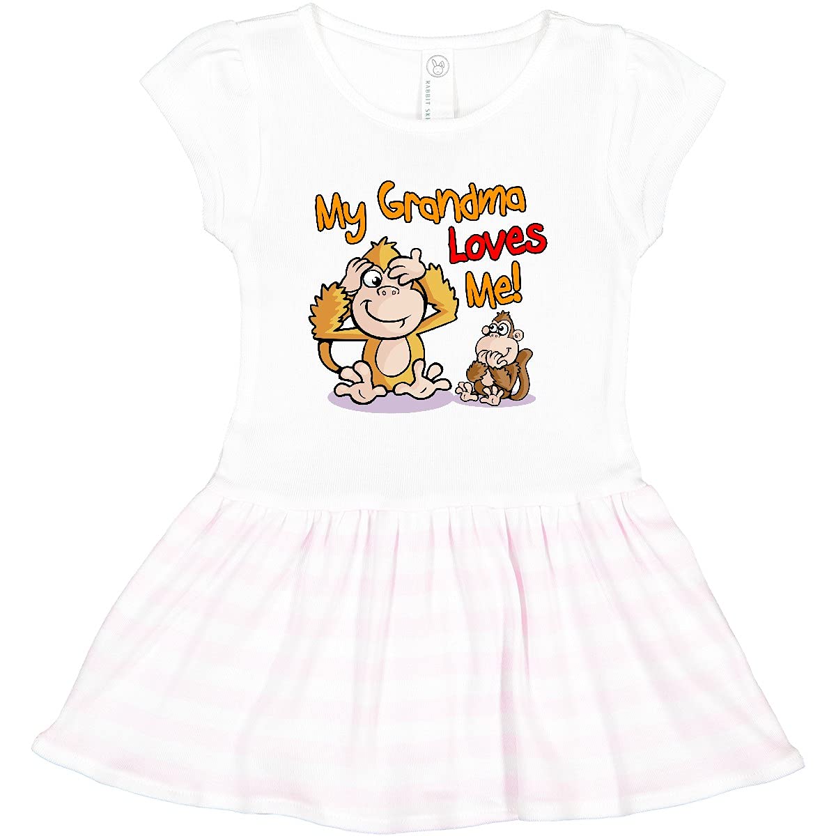 Inktastic My Grandma Loves Me Monkey Print Toddler Dress - Cute Baby Girl Outfit for Family Gatherings, Birthday Parties & Photo Shoots