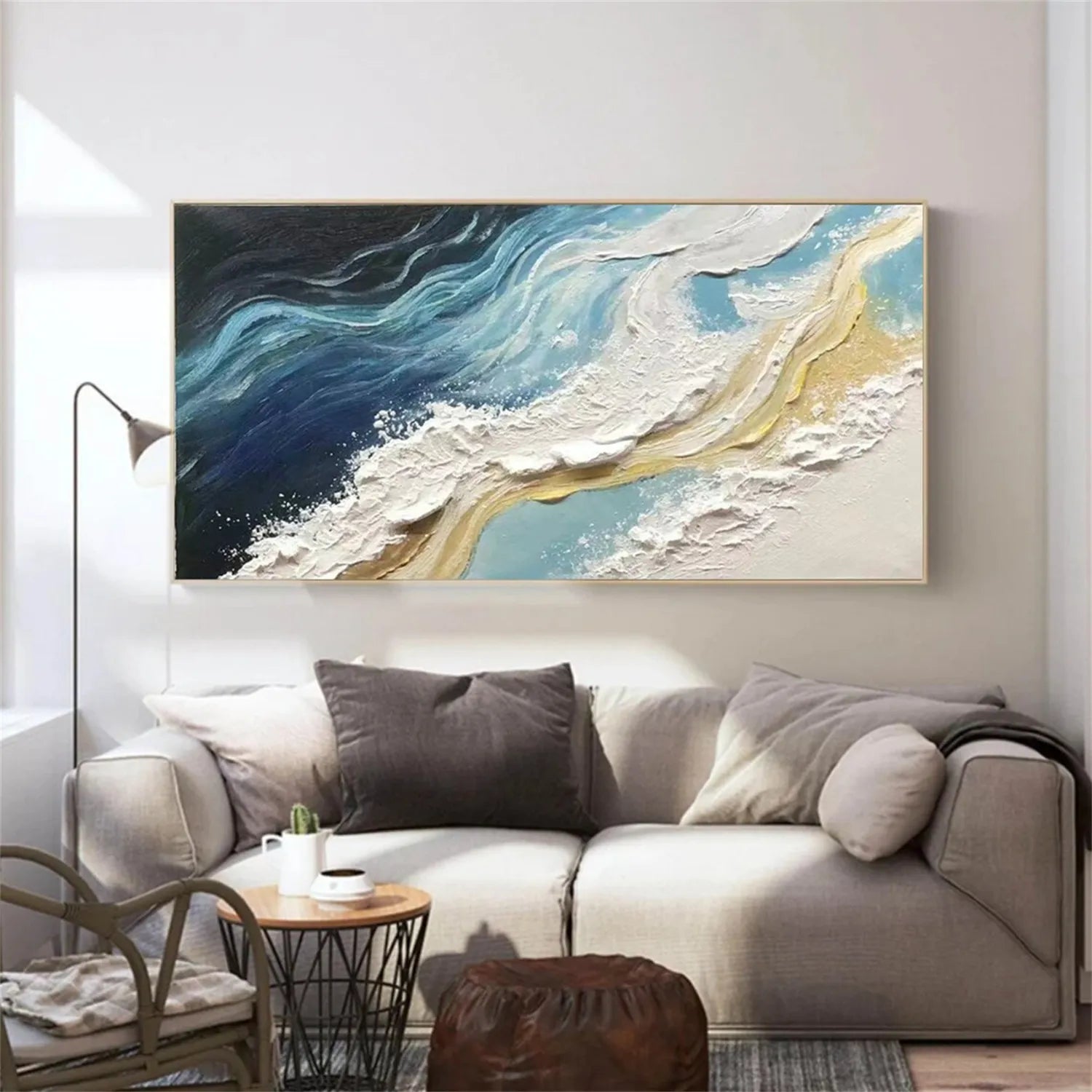 Ocean And Sky Painting #OS 176 - Handmade Coastal Wall Art for Beach House Decor, Living Room & Bedroom