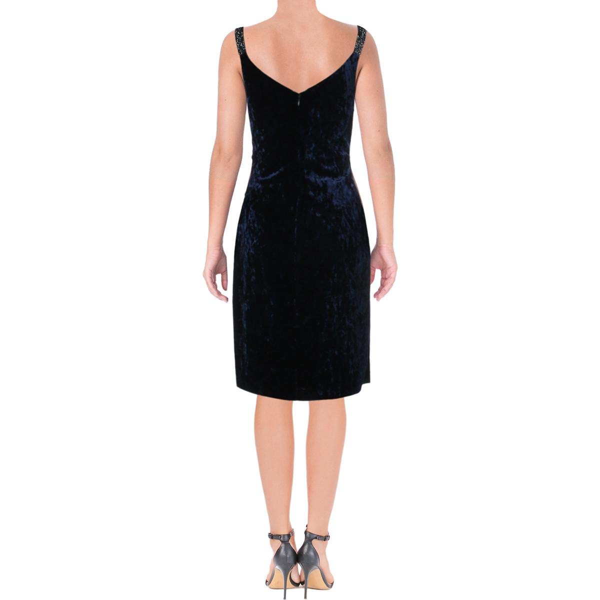 Ralph Lauren Women's Beaded Straps Cocktail Wrap Dress - Blue, Size 12 | Elegant Party Wear for Evening Events & Special Occasions