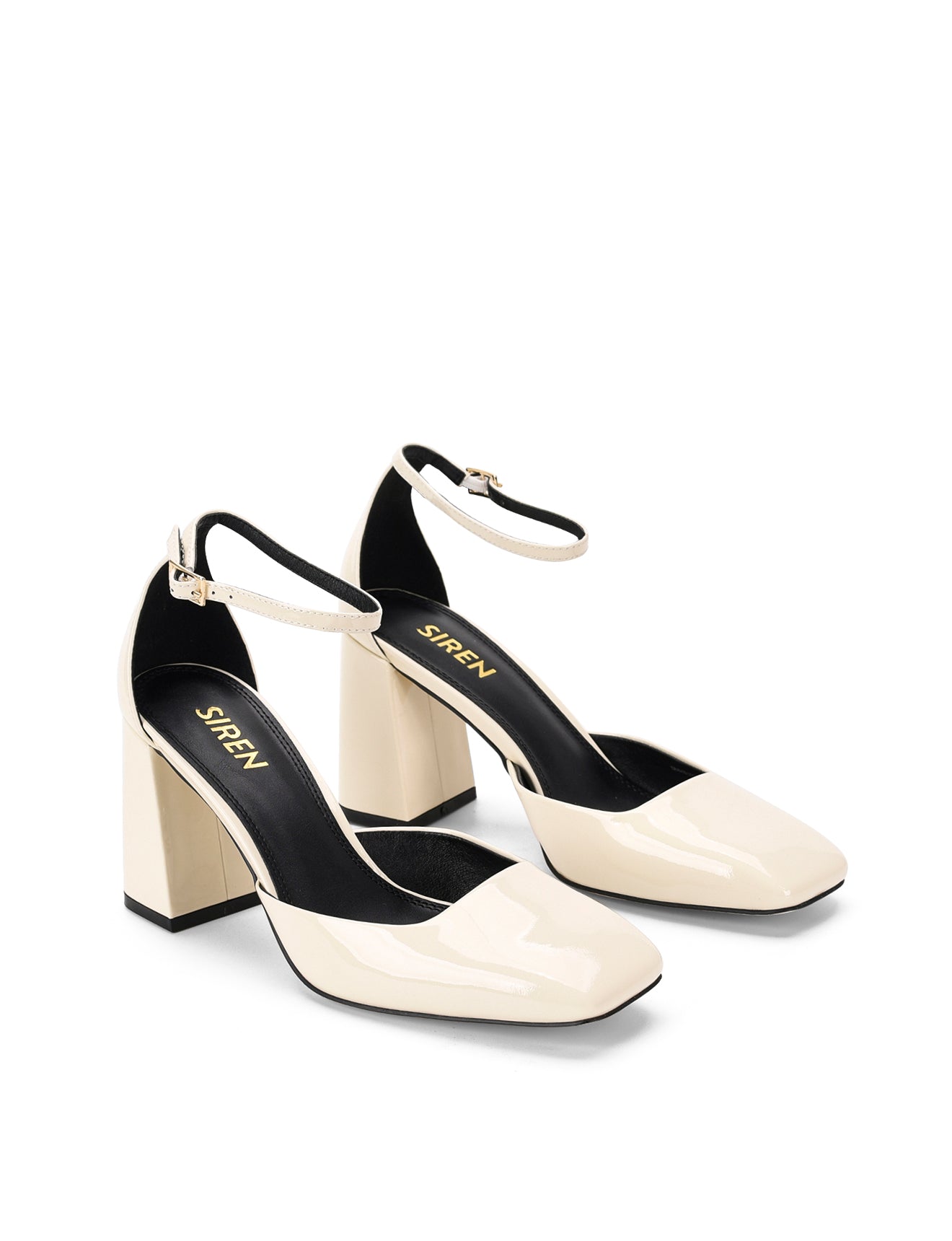 Travis Women's Closed Toe Block Heel Pumps - 3 Inch Chunky Heels in White Patent Leather for Office, Wedding & Formal Events