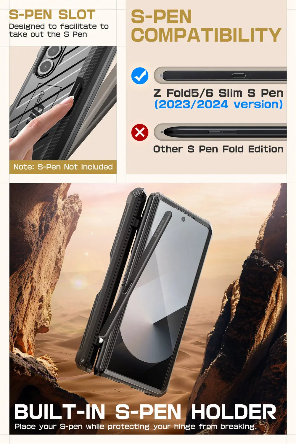 SUPCASE Unicorn Beetle Pro Rugged Case for Samsung Galaxy Z Fold 6 - Shockproof Protective Cover with Built-in Screen Protector | Perfect for Outdoor, Work & Travel Use