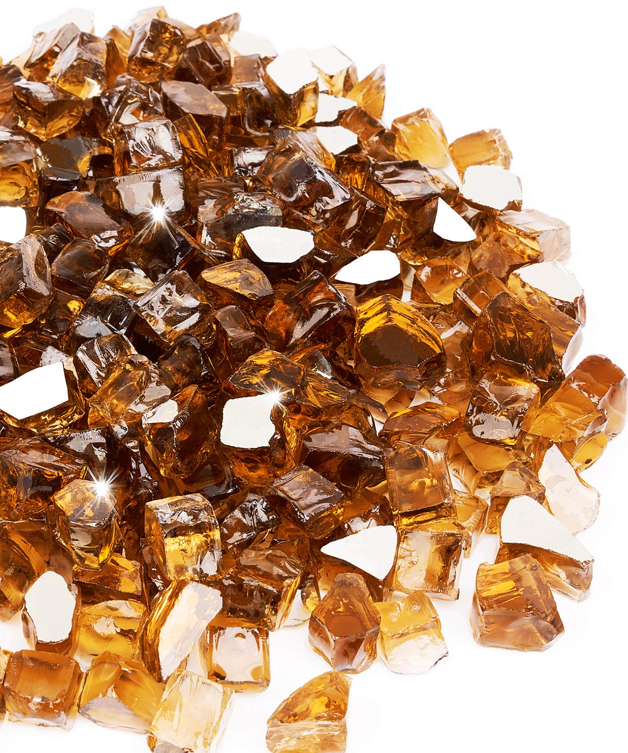 NUPICK 20LB Fire Glass Rocks - 1/2 Inch Reflective Fire Pit Glass for Gas Fireplace, Fire Bowl & Outdoor Fire Pits - Premium Copper Fire Glass for Decorative Landscaping & Patio Heating