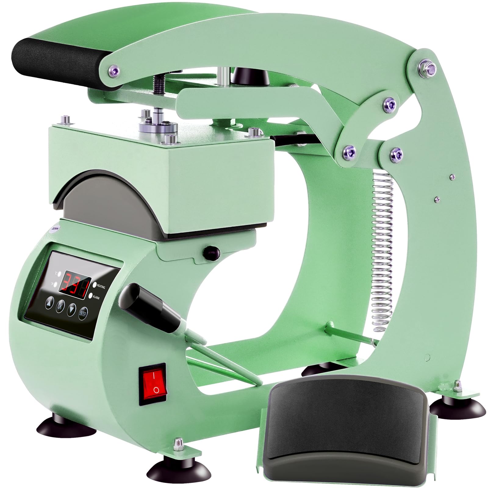 Professional Hat Press Machine with LCD Control - 2 Interchangeable Platens & Caps Stretcher for Vinyl, Sublimation & Heat Transfer (Green) - Perfect for Custom Hat Printing, DIY Crafts & Small Business Apparel Decoration