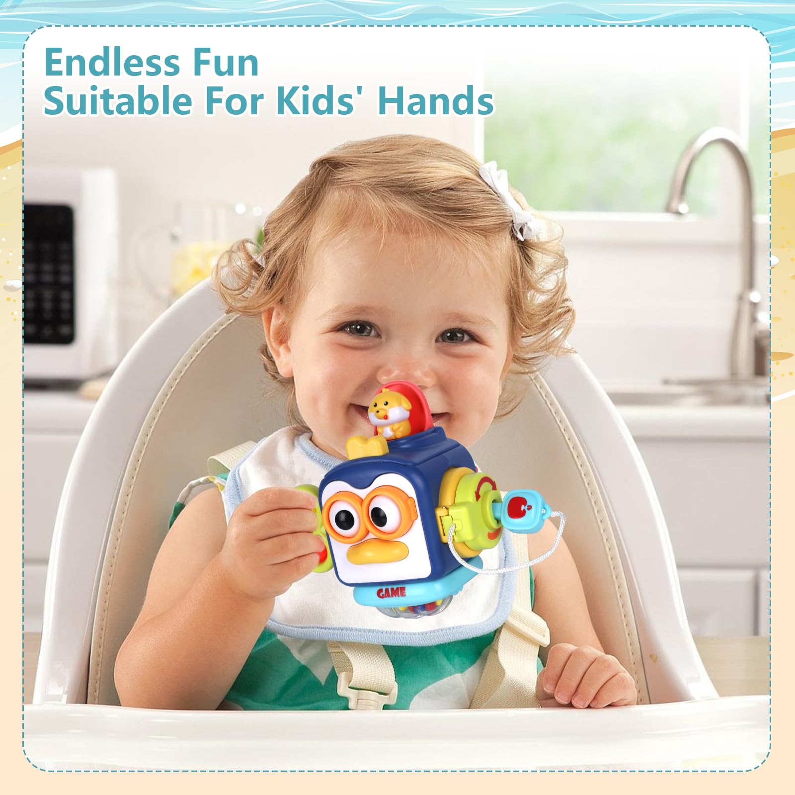 Montessori Baby Toys for Toddlers 12-18 Months - Sensory Learning Toys for 1-2 Year Old Boys & Girls - Travel Toys for Airplane & Car Rides - Perfect Gift for 1 Year Olds - Fidget Cube & Activity Board for Early Childhood Development