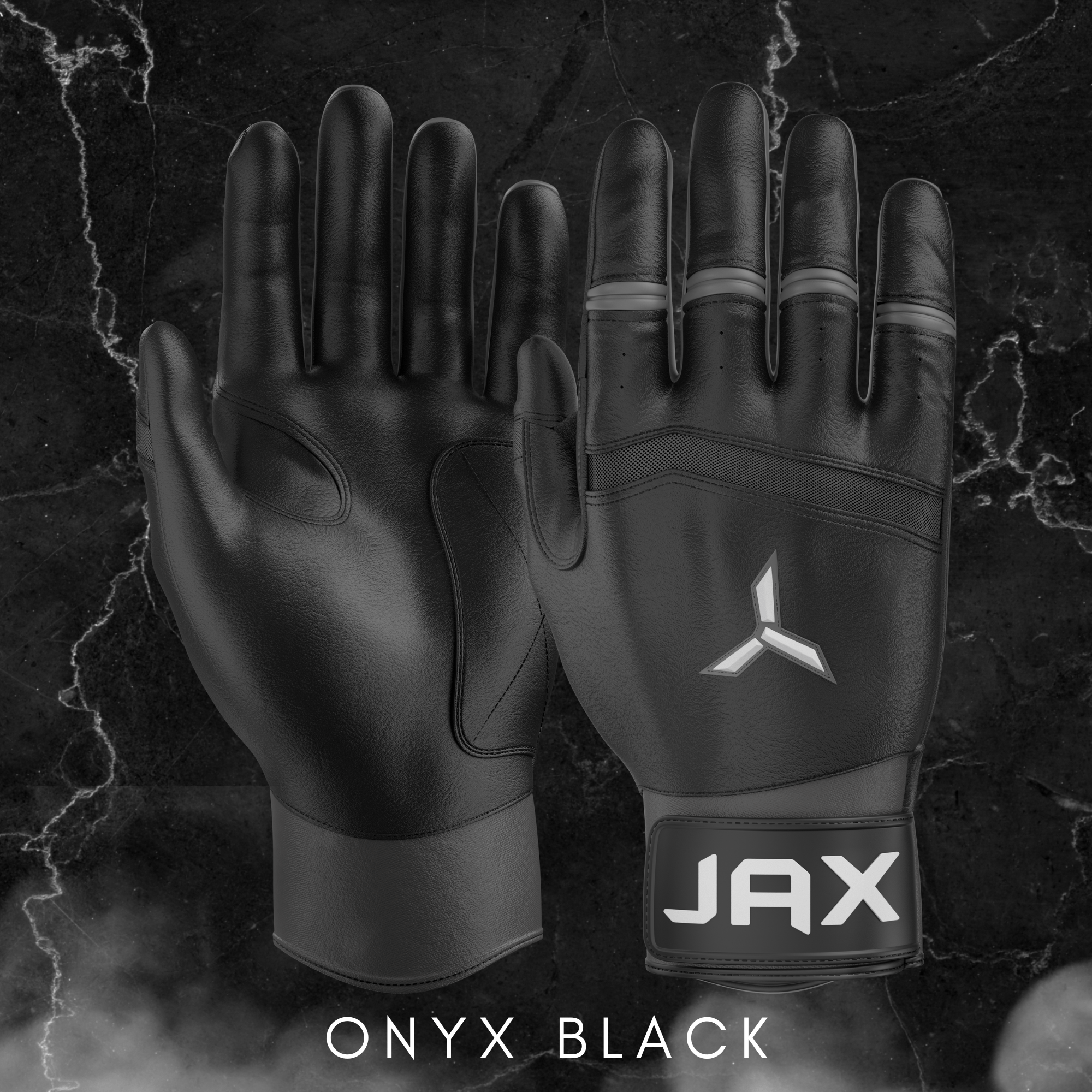 Jax Batting Gloves - Onyx Black Pro Cuff Baseball Batting Gloves for Men & Women | Durable & Comfortable for Baseball, Softball, Training & Games