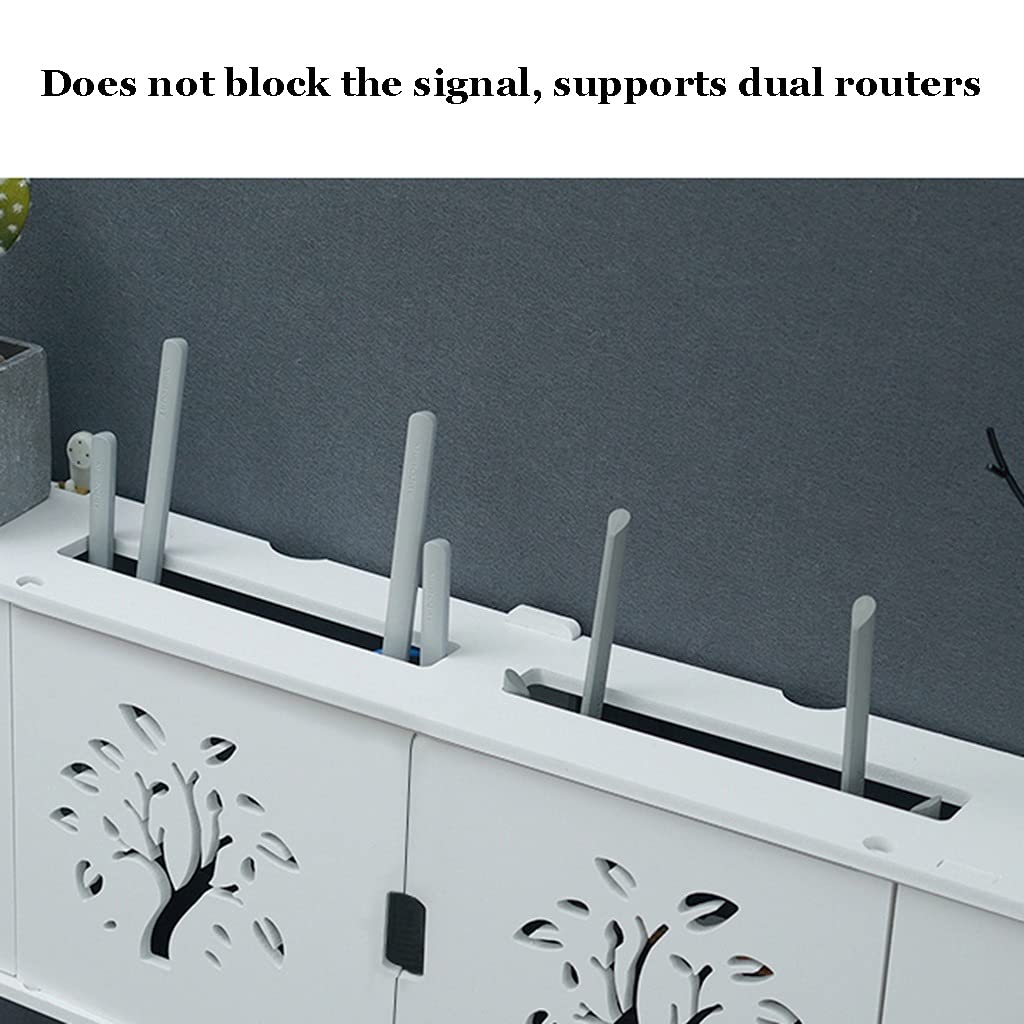 Large WiFi Router Storage Shelf - Wireless Router Organizer for TV Stand, Wall Mount, or Under Desk with Cable Management | Perfect for Home Office, Living Room & Gaming Setup