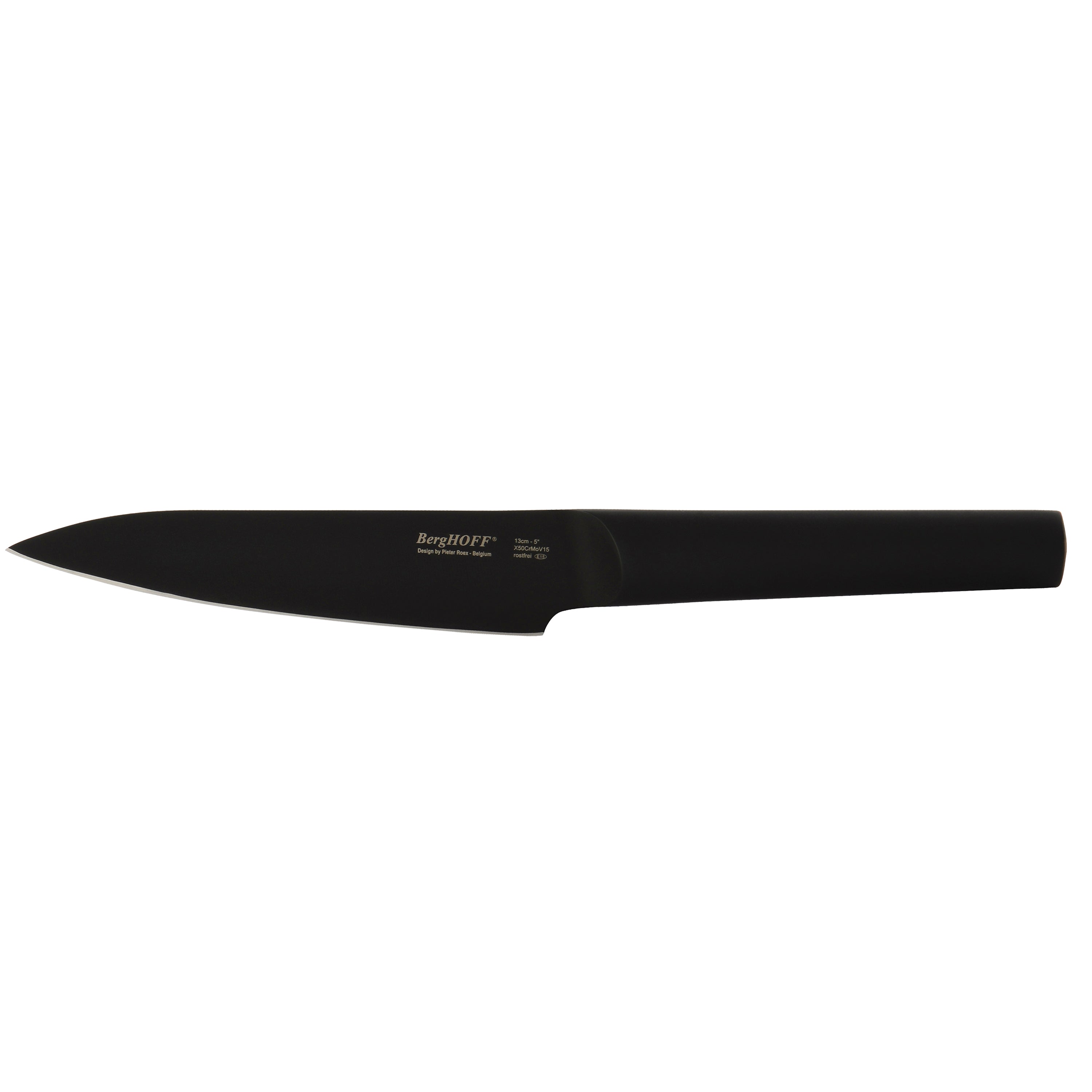BergHOFF Ron Utility Knife - 5-Inch Black Stainless Steel Kitchen Knife for Chopping, Slicing & Dicing | Perfect for Home Cooking, Camping & Outdoor Adventures