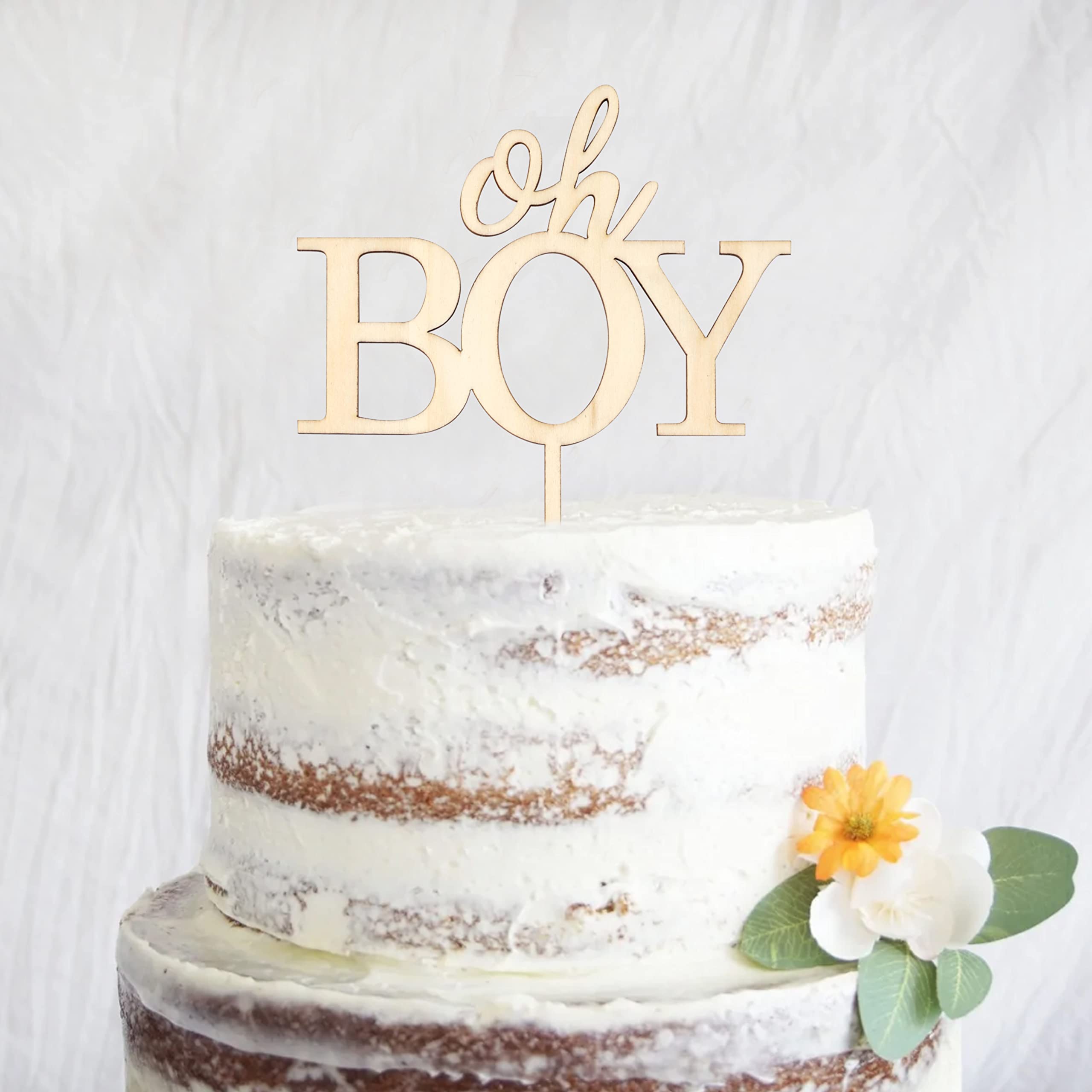 Sweet Boy Wood Cake Topper - Rustic Baby Shower Cake Decor, Wooden 