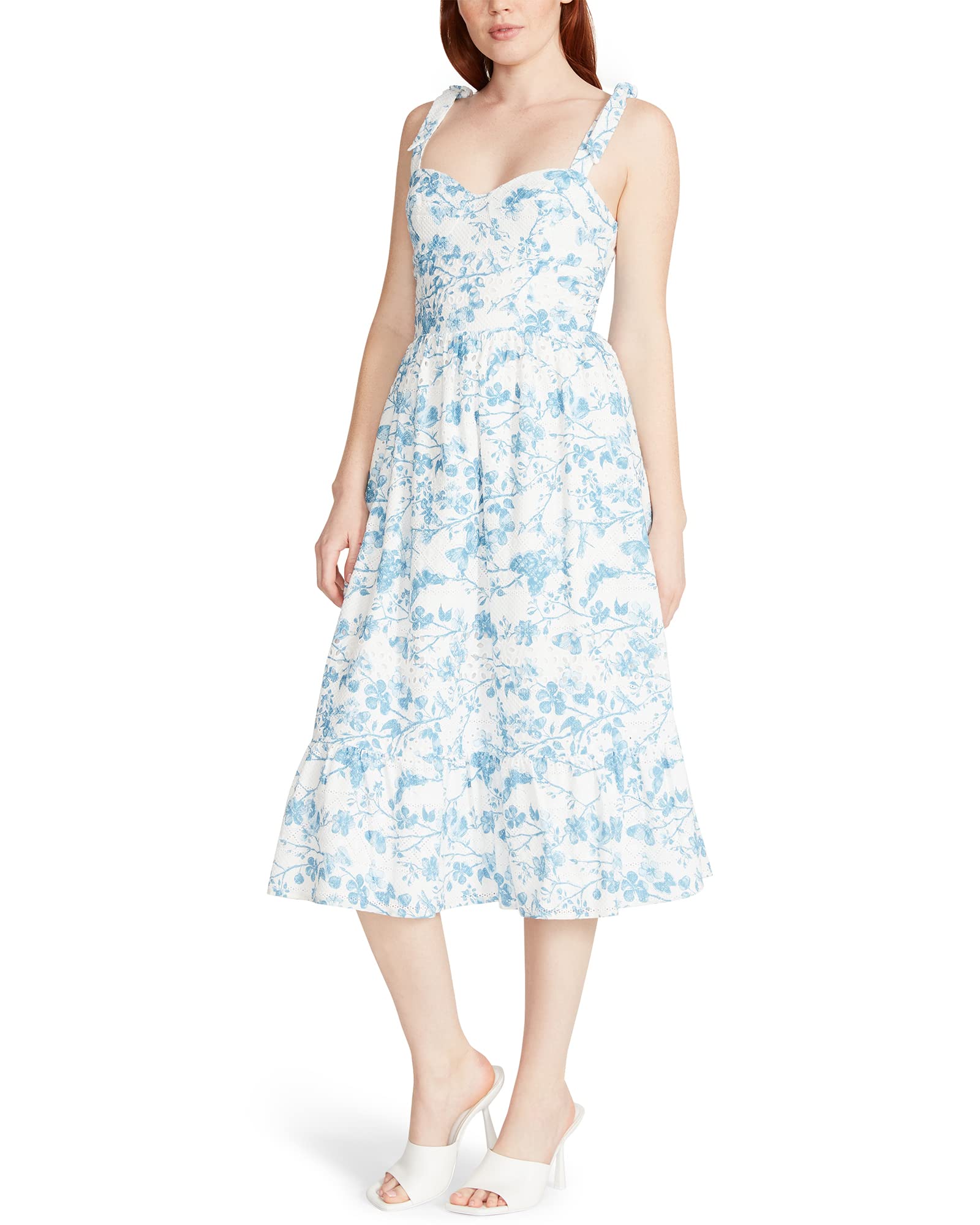 Steve Madden Women's Sophia-Rose Floral Summer Dress - Elegant A-Line Midi Dress for Weddings, Parties & Date Nights
