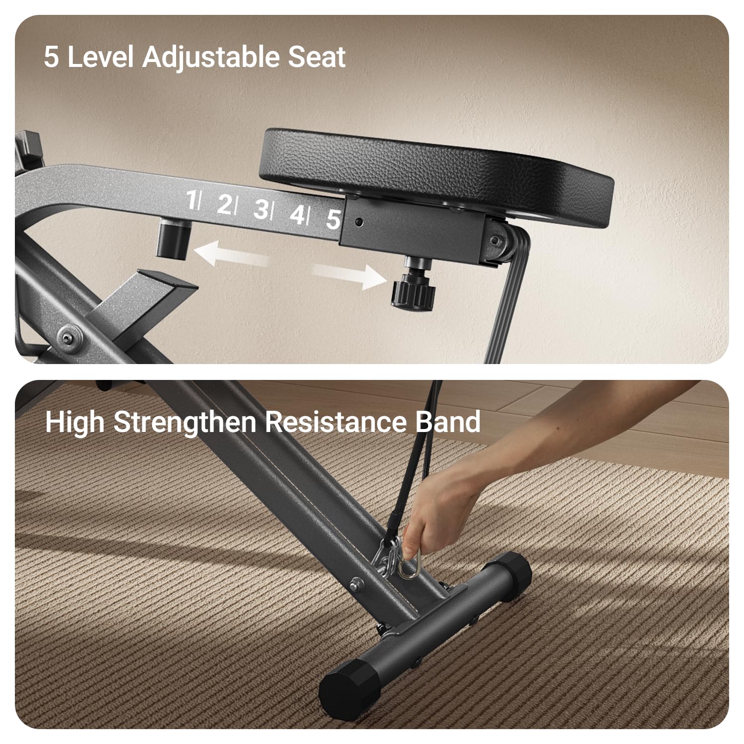 UMAY Foldable Squat Machine for Home Gym - 3 High-Strength Resistance Bands for Full Body Workout | Perfect for Squats, Rowing & Strength Training Exercises in Small Spaces