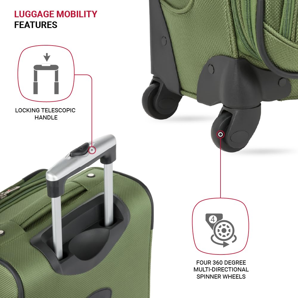 SwissGear Sion Softside Expandable Luggage Set - 3-Piece (21/25/29 Inch) Carry On Suitcase with Spinner Wheels, Lightweight Durable Travel Bag for Business Trips & Vacations | Perfect for Air Travel, Weekend Getaways & Family Holidays