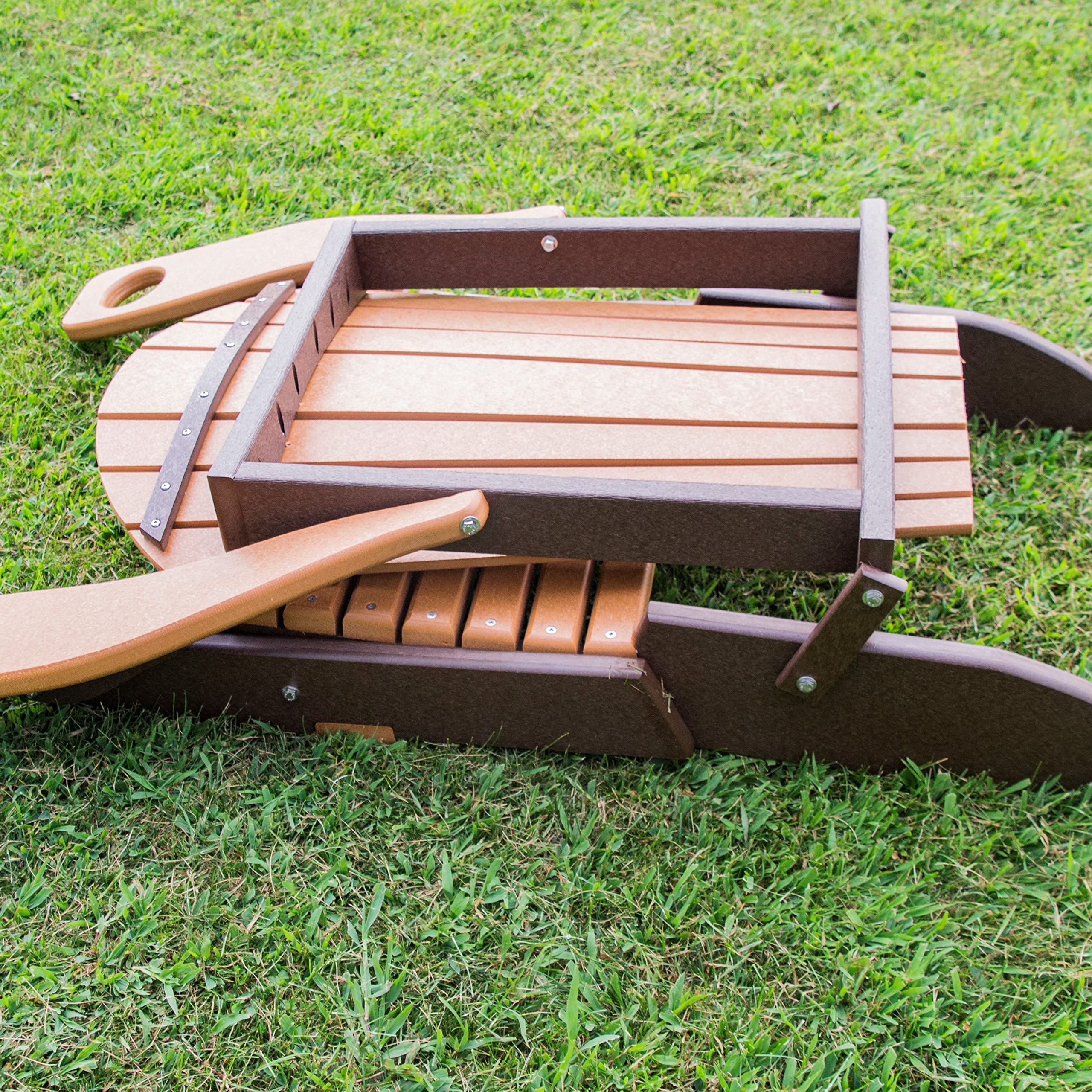 Poly Folding Adirondack Chair - Lightweight & Durable Outdoor Furniture for Patio, Garden, Poolside & Camping - Cedar & Tudor Brown Finish - Furniture Barn USA