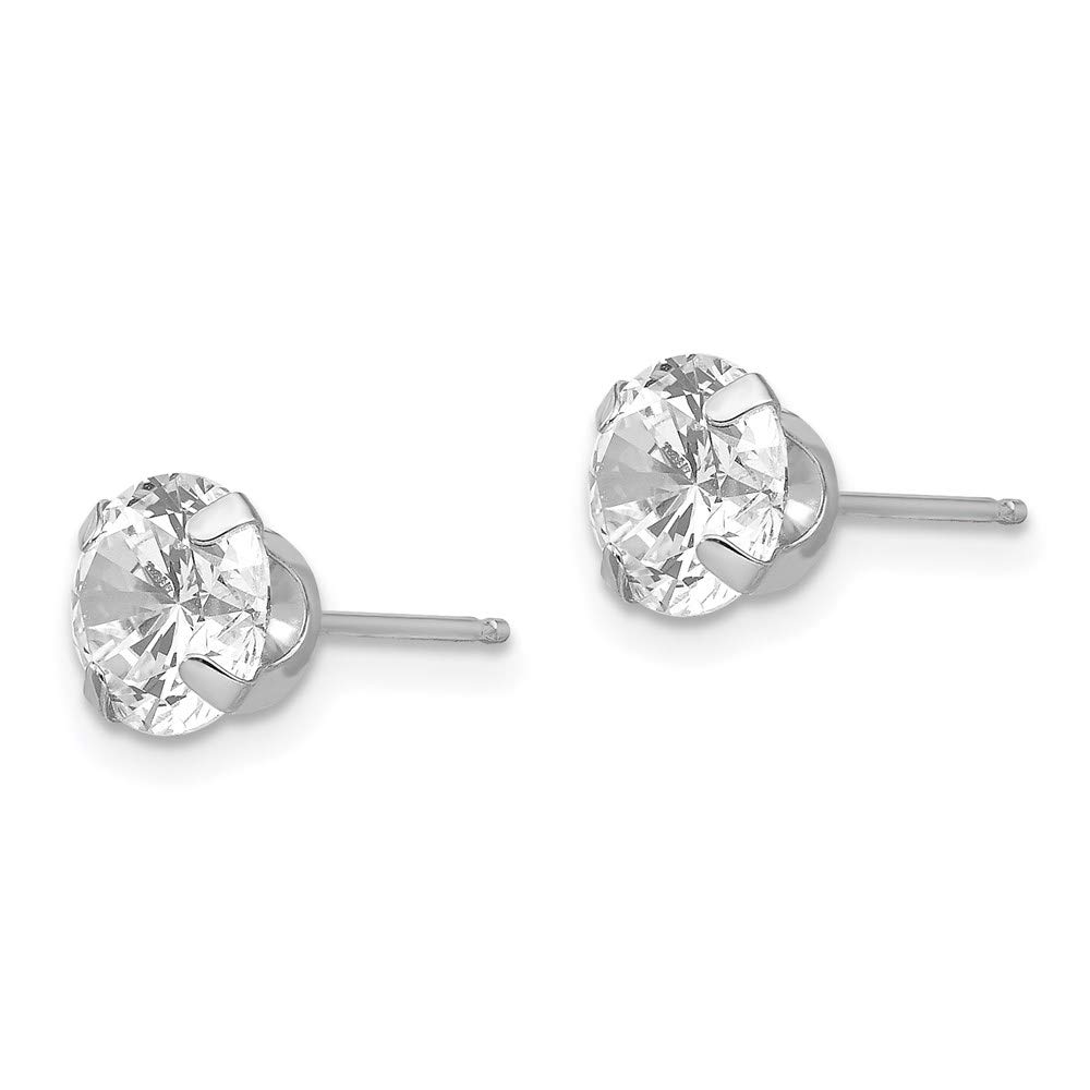 FJC Finejewelers 14K White Gold Stud Earrings with 6.5mm CZ Stones - Perfect for Weddings, Parties & Everyday Elegance