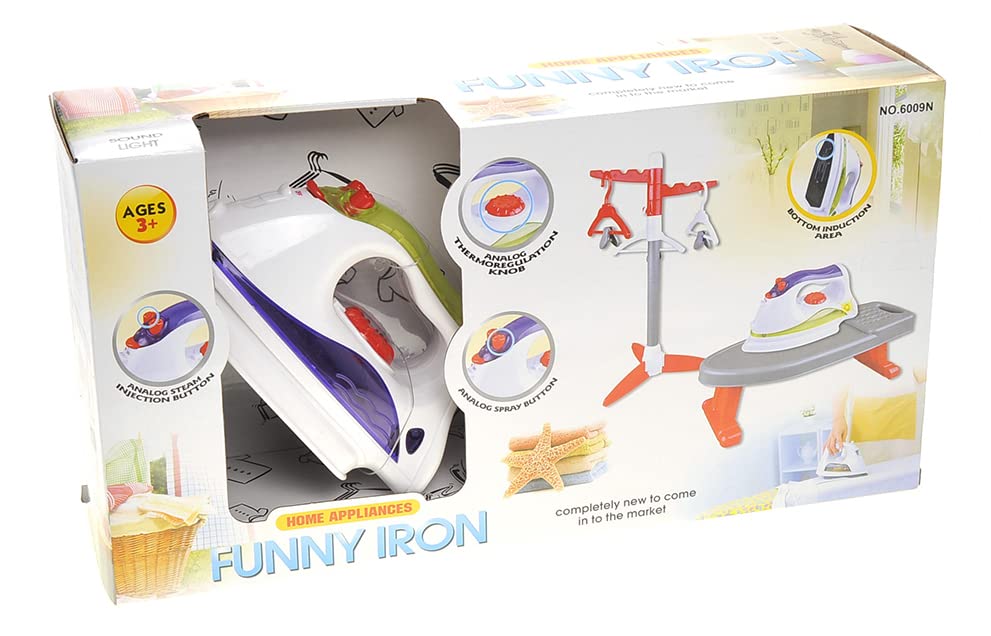 PowerTRC Pretend Laundry Play Set for Kids - Realistic Toy Ironing Board with Light & Sound, Dryer & Hangers - Educational Role Play Toy for Toddlers Ages 3-5 - Perfect for Imaginative Play & Early Learning Activities