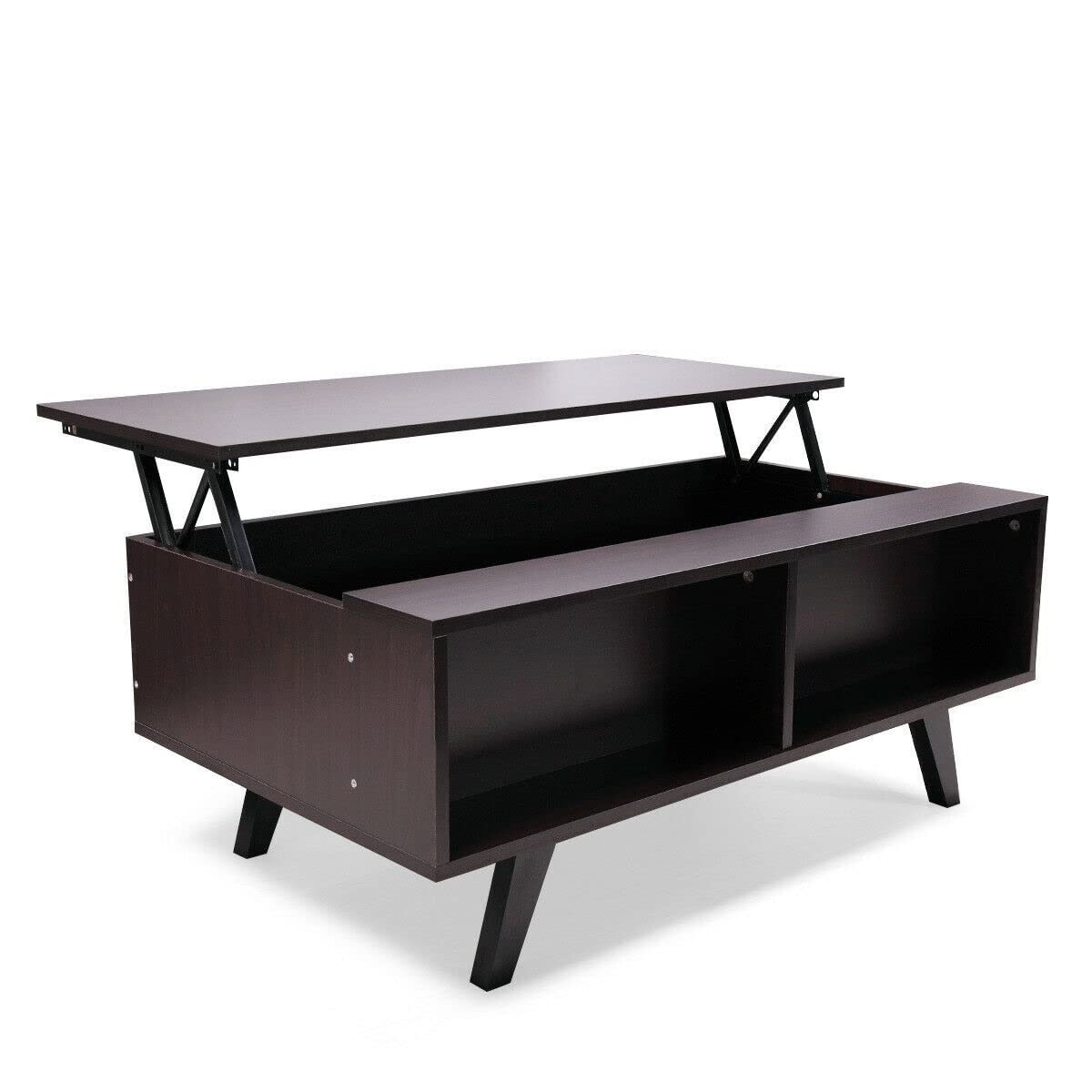 Modern Lift Top Coffee Table with Hidden Storage & Shelf - BiYeer Space-Saving Living Room Furniture for Small Spaces, Home Office, and Reception Areas