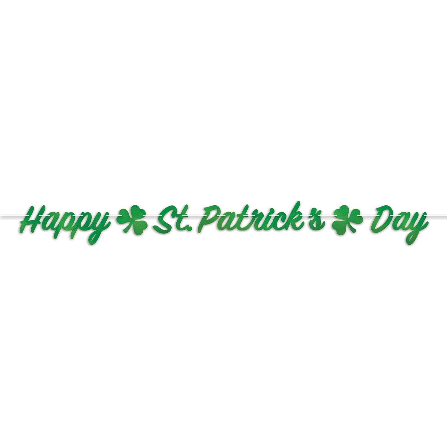 12 Pack Beistle Foil Happy St. Patrick's Day Streamers - Premium Shamrock Decorations for St. Patrick's Day Party, Home & Office Decor