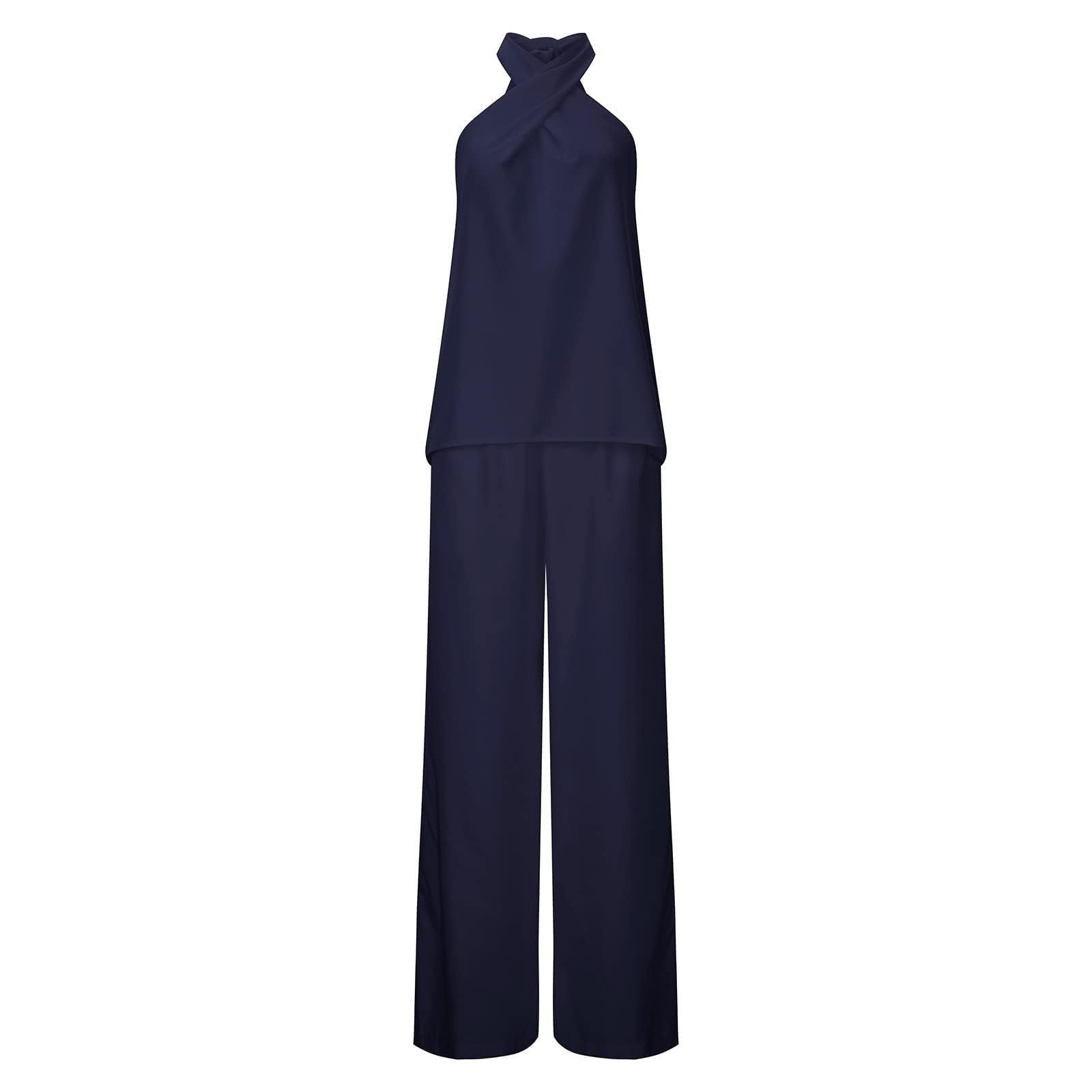 Women's 2 Piece Outfit Sets - 2024 Summer Sleeveless Tops & Wide Leg Lounge Pants Casual Sweatsuit for Home, Travel & Streetwear Fashion