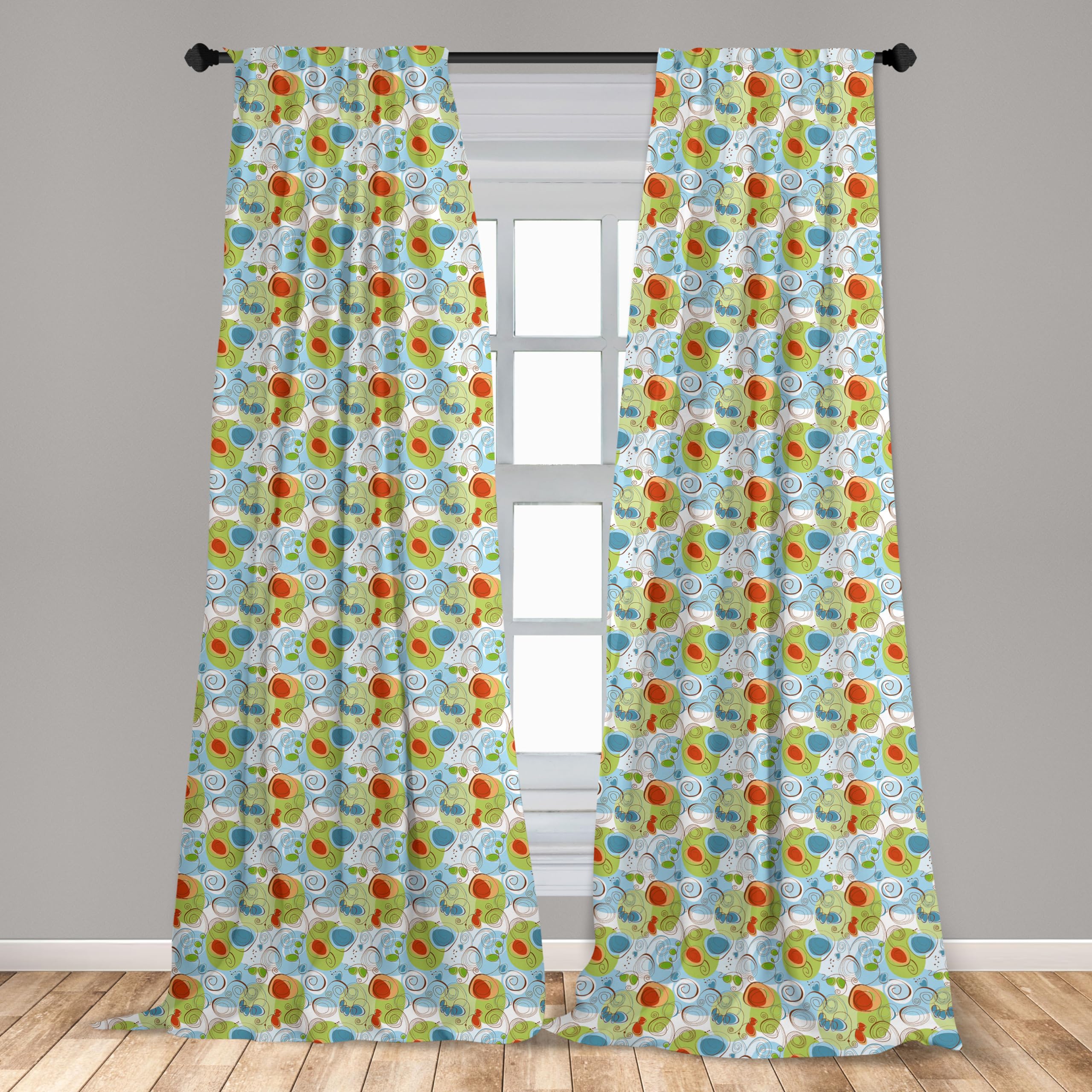 Ambesonne Modern Floral Geometric Abstract Curtains - 2 Panel Set 28