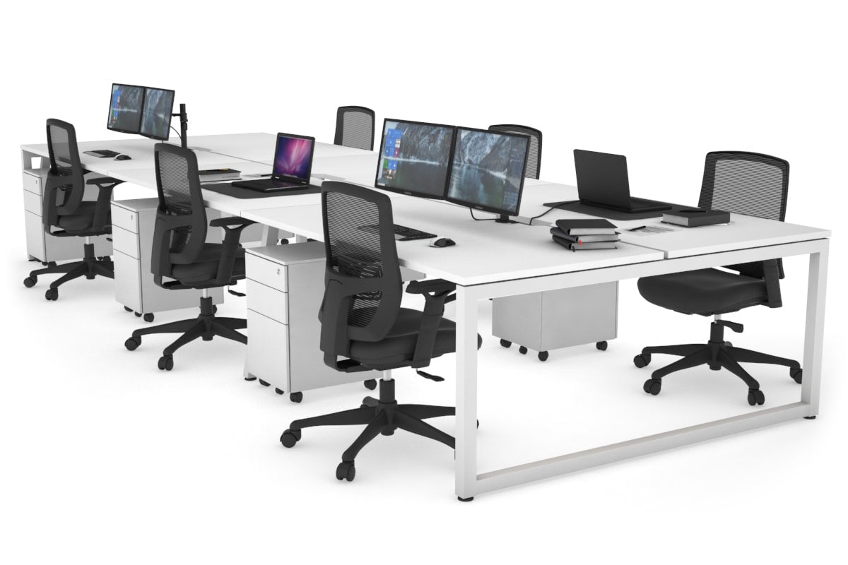 Quadro Loop Legs 6-Person Office Workstation - 1400L x 800W with Cable Management - Perfect for Open Office Layouts & Collaborative Workspaces