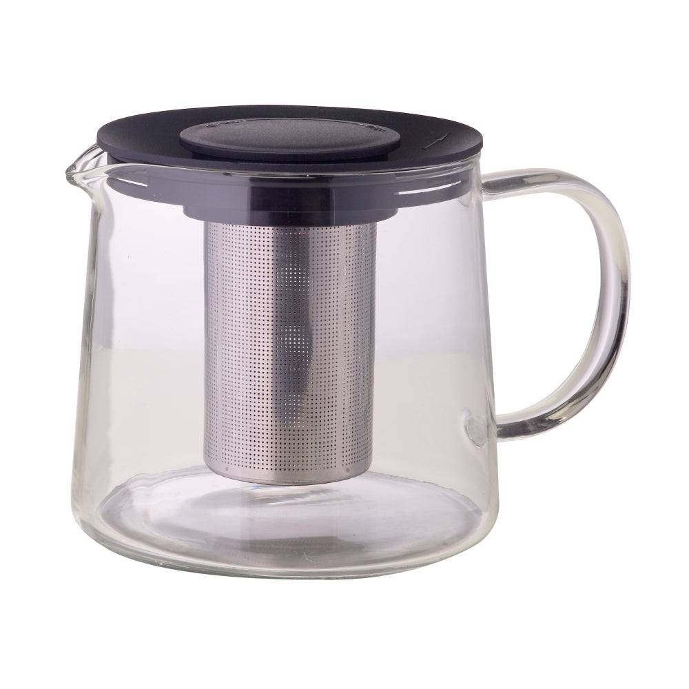 Premium Borosilicate Glass Carafe with Removable Tea Infuser - 34oz Black Pitcher for Iced Tea, Cold Brew Coffee & Fruit Infused Water - Perfect for Home, Office & Entertaining