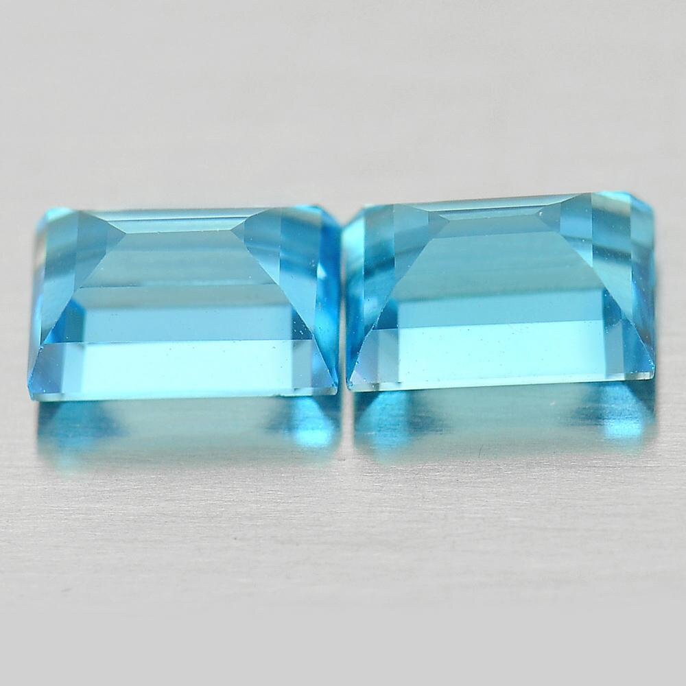 1.87tcw Natural Brazil Sky Blue Topaz Loose Stones - 6x4mm Emerald Cut Matched Pair VVS Eye Clean for Jewelry Making, Engagement Rings & Custom Designs