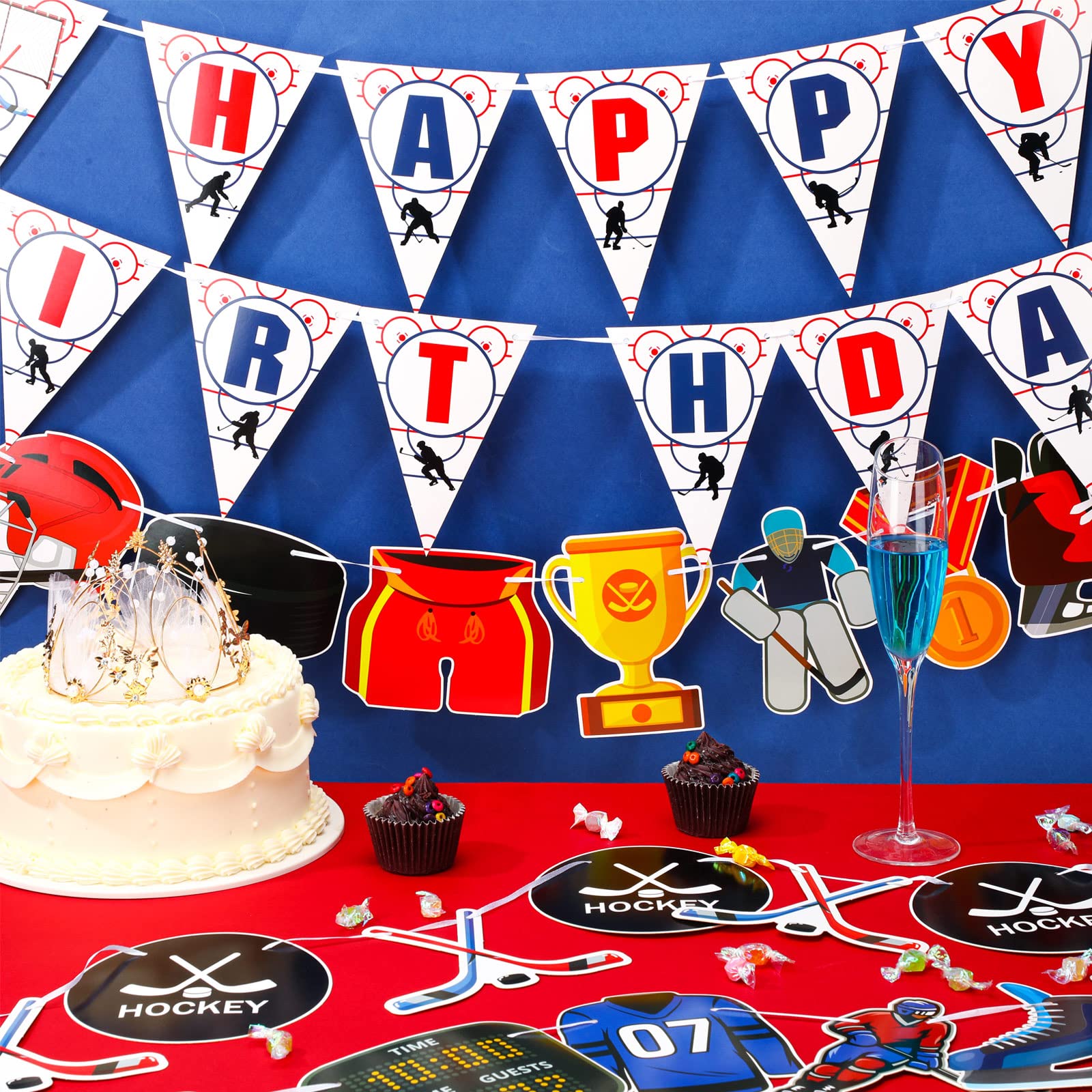 Outus 5-Piece Ice Hockey Birthday Banner Set - Hockey Party Decorations for Fans - Perfect for Birthday Parties, Sports Themed Events & Hockey Fan Celebrations