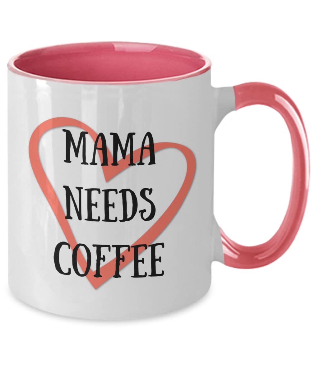 Funny Mama Needs Coffee Mug - Insulated Ceramic Coffee Cup with Handle - Perfect Gift for Moms, Mother's Day, Birthday - Great for Home, Office & Mom's Morning Coffee Break