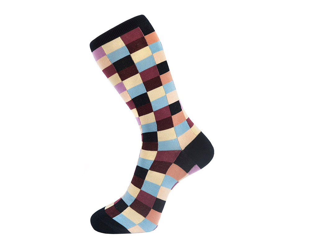 Fortis Green Men's Navy Checkered Socks - Comfortable & Breathable for Everyday Wear, Sports & Outdoor Activities