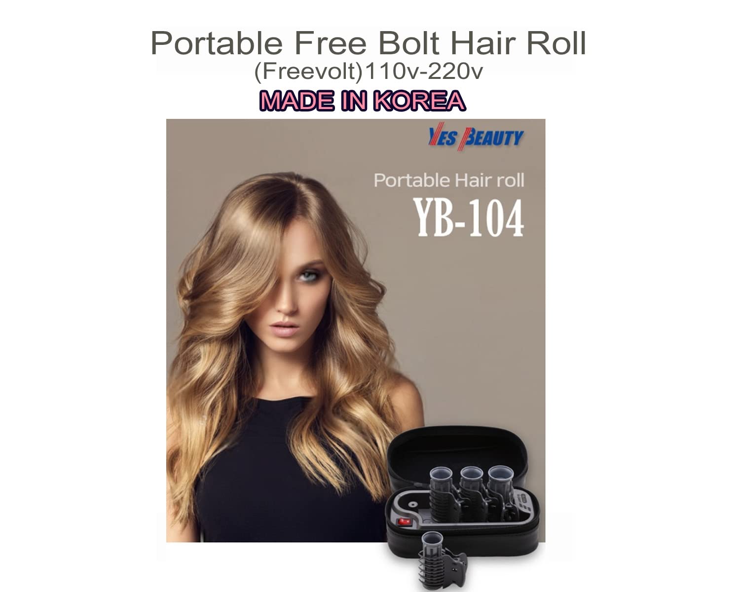 Yes Beauty Portable Free Bolt Hair Hot Rollers - YB-104 Quick Heating Curling Iron for Voluminous Hair - Travel-Friendly Hot Rollers for Home, Salon & On-The-Go Styling