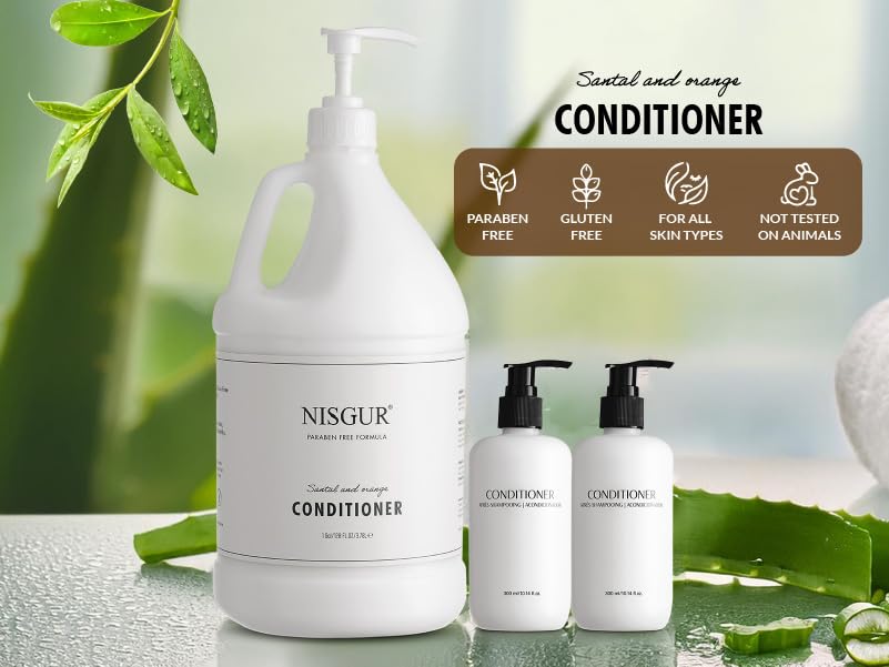 2-Pack 1 Gallon Bulk Hotel Conditioner with Pump Dispenser - Aloe Vera & Green Tea Extract Infused - Refillable for Wall-Mounted & Stand Dispensers - Perfect for Hotels, Spas, Salons & Home Use