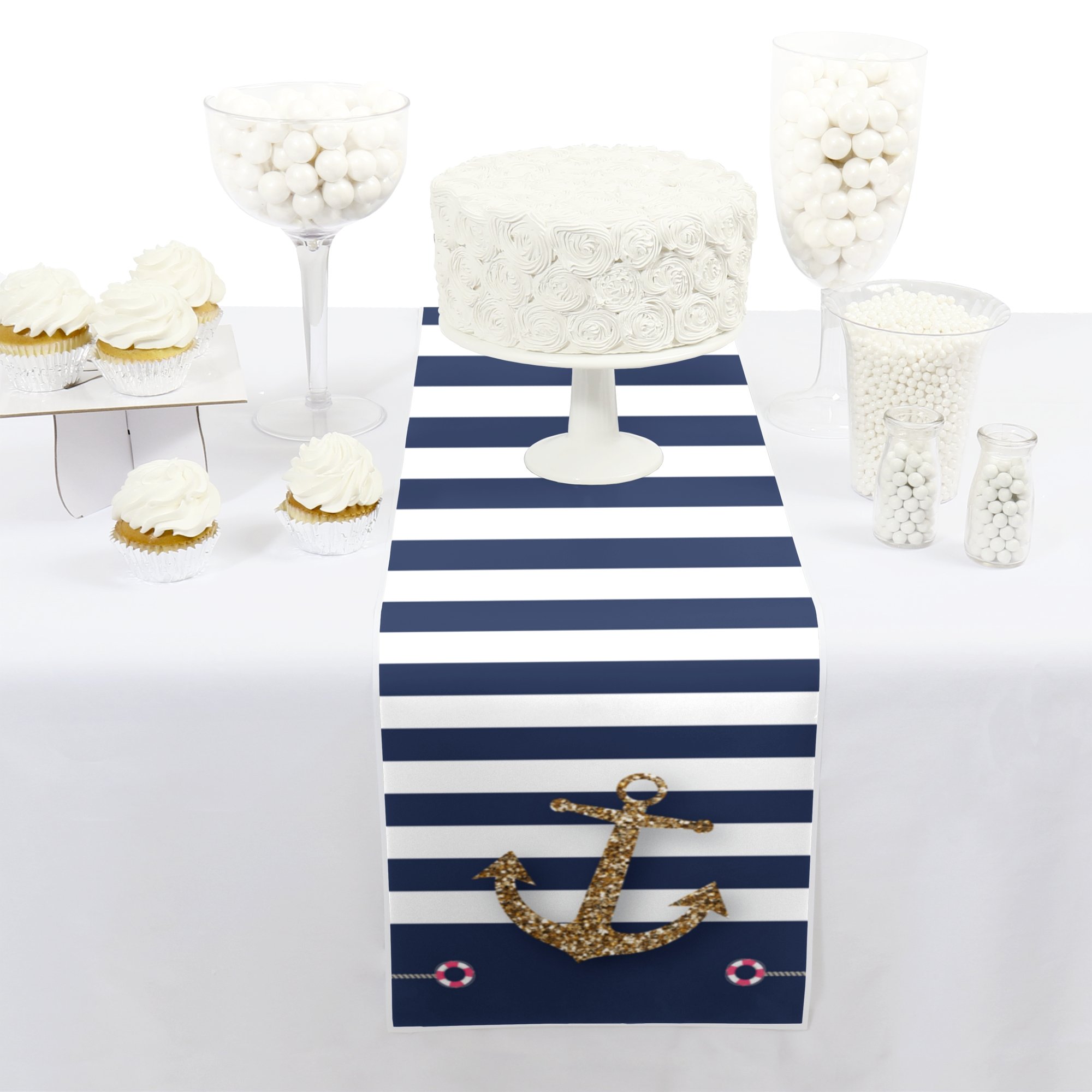 Big Dot of Happiness Last Sail Before the Veil - Nautical Bridal Shower & Bachelorette Party Paper Table Runner - 12 x 60 Inches - Perfect for Wedding Decorations, Themed Parties & Baby Showers
