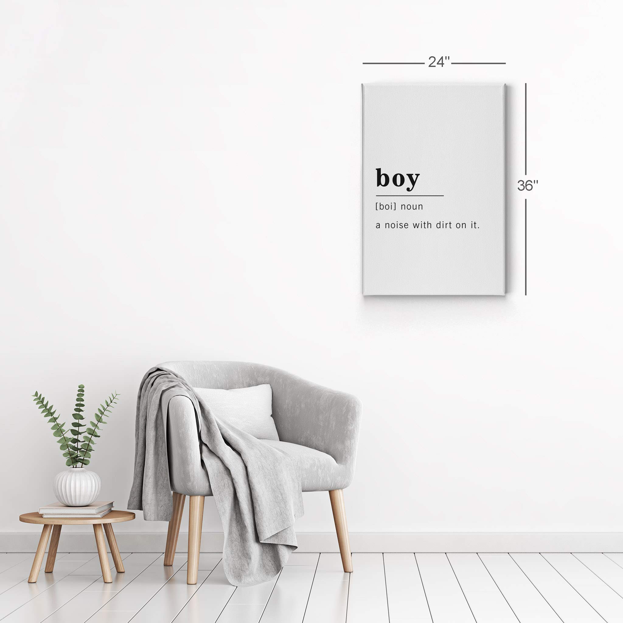Funny Noun Dictionary Definition of Boy Canvas Print - Inspirational Quote Wall Art for Office, Living Room, Bedroom & Bathroom - Ready to Hang Home Decor (40x30 Inches, Made in USA) - Perfect Gift for Birthdays, Housewarming & Dorm Decor